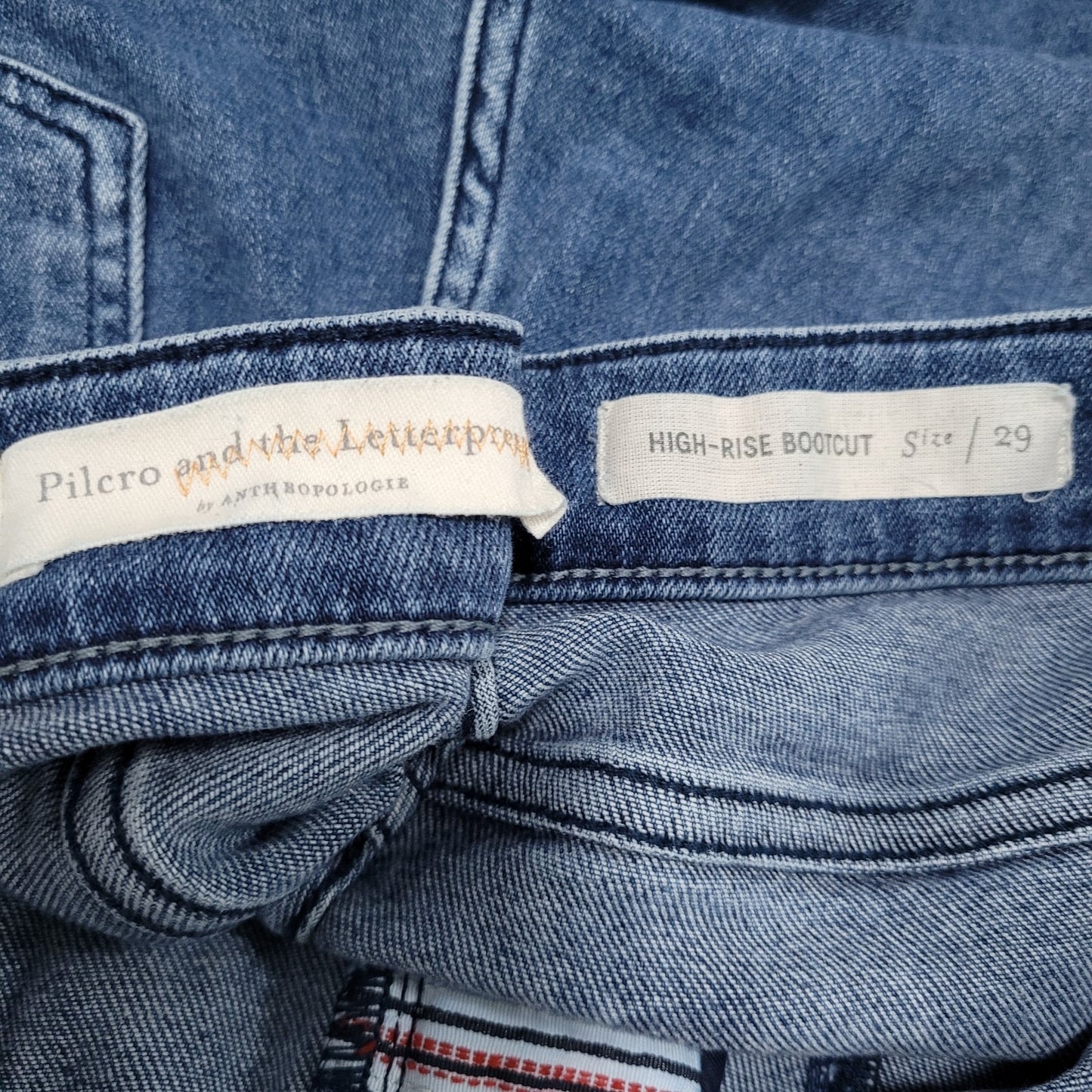 Pilcro & The Letterpress Blue High Rise Bootcut Button Leg Jeans 29 (29x32)