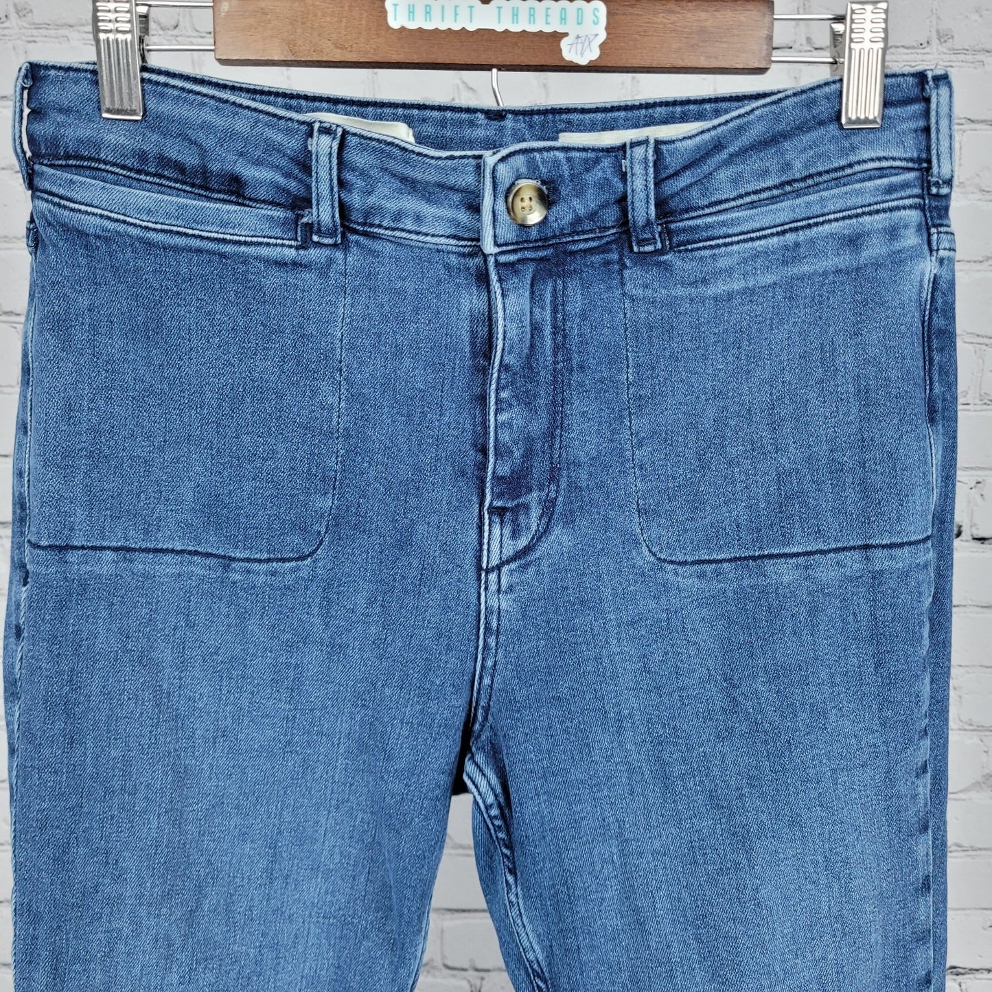 Pilcro & The Letterpress Blue High Rise Bootcut Button Leg Jeans 29 (29x32)
