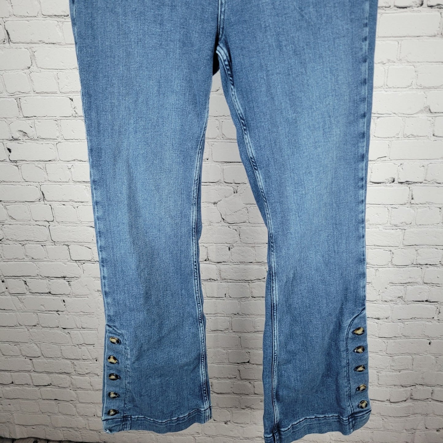 Pilcro & The Letterpress Blue High Rise Bootcut Button Leg Jeans 29 (29x32)