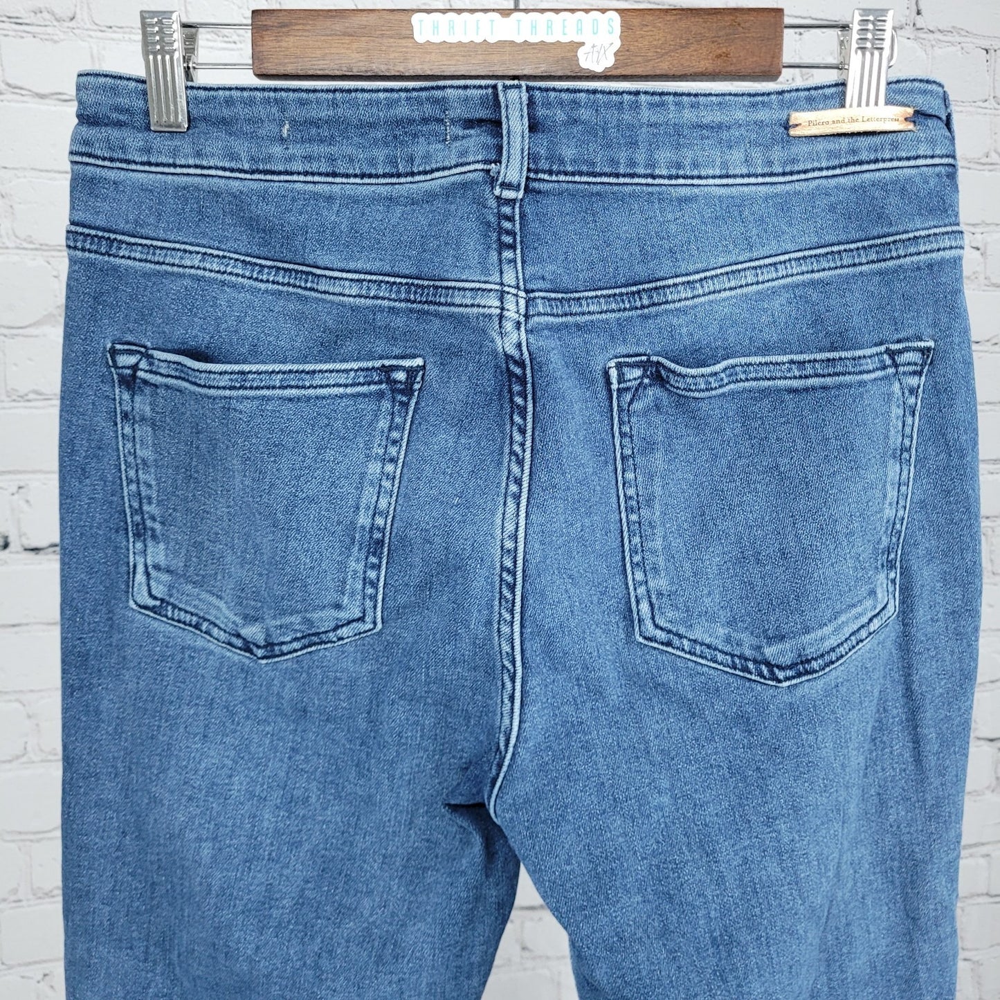 Pilcro & The Letterpress Blue High Rise Bootcut Button Leg Jeans 29 (29x32)