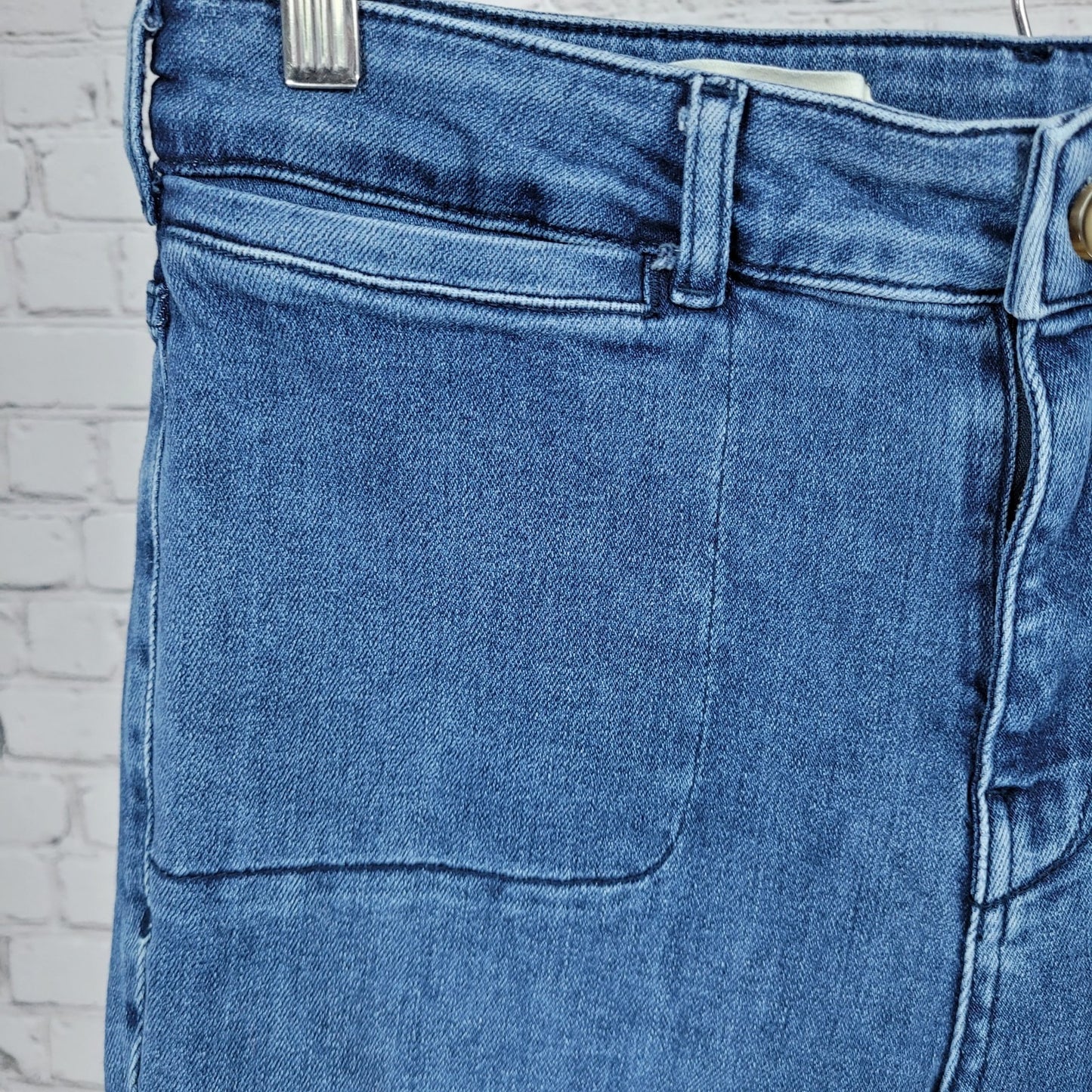 Pilcro & The Letterpress Blue High Rise Bootcut Button Leg Jeans 29 (29x32)