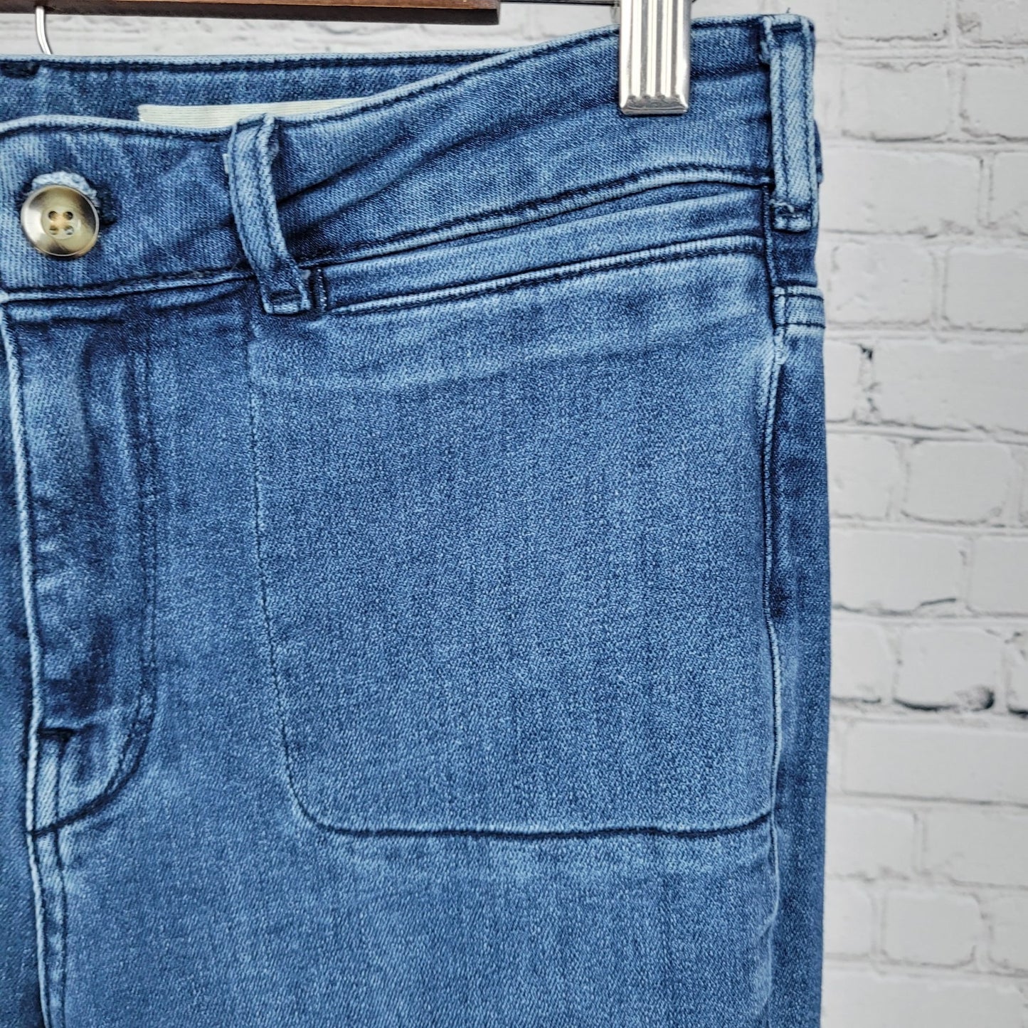 Pilcro & The Letterpress Blue High Rise Bootcut Button Leg Jeans 29 (29x32)
