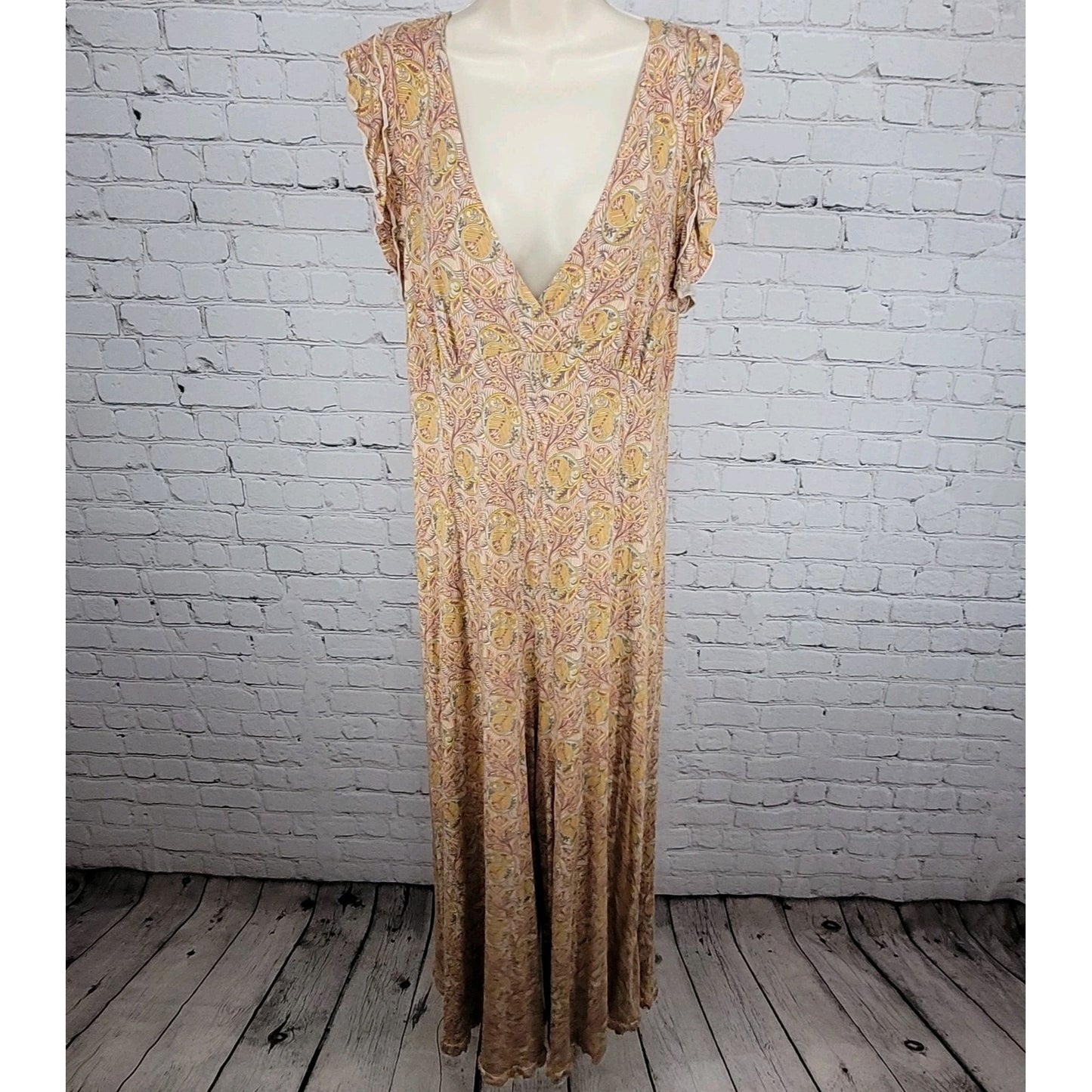 Anthropologie Multicolor Print Boho Stretch Short Sleeve Jumpsuit Jumper Medium