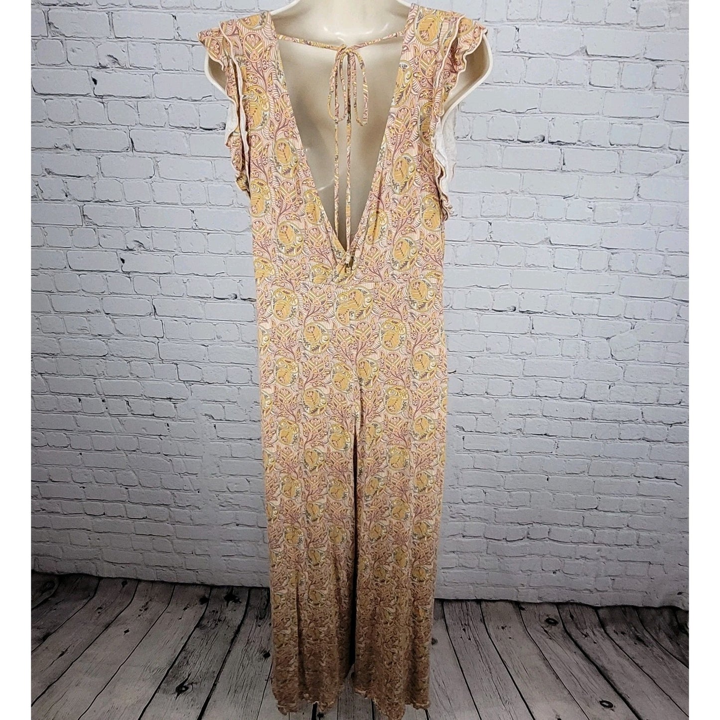 Anthropologie Multicolor Print Boho Stretch Short Sleeve Jumpsuit Jumper Medium