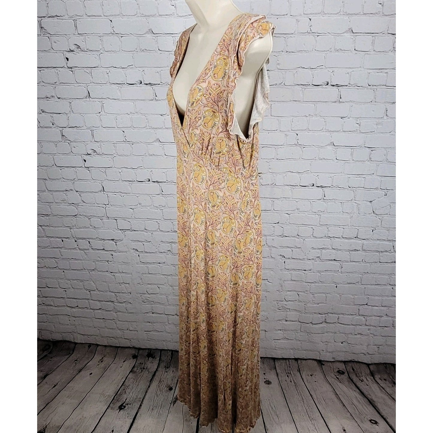 Anthropologie Multicolor Print Boho Stretch Short Sleeve Jumpsuit Jumper Medium