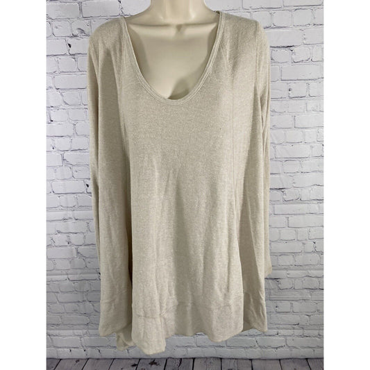 We The Free Free People Beige Long Sleeve Oversized Light Sweater Tunic Top S
