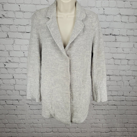 Boden Light Heathered Grey Snap Closure Pockets Collared Jacket Size 6R