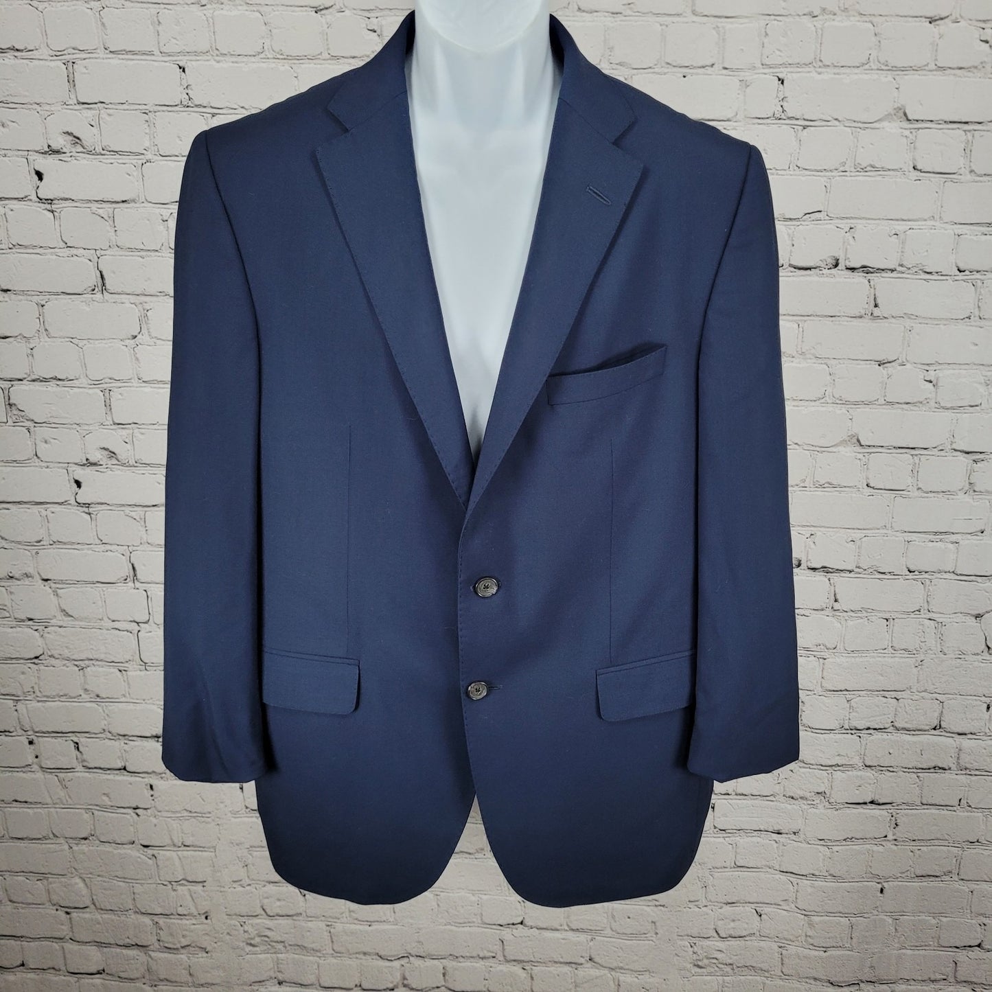 David Donahue Navy 100% Wool Luxury Super 150's Ryan Notch Blazer Sport Coat 42R