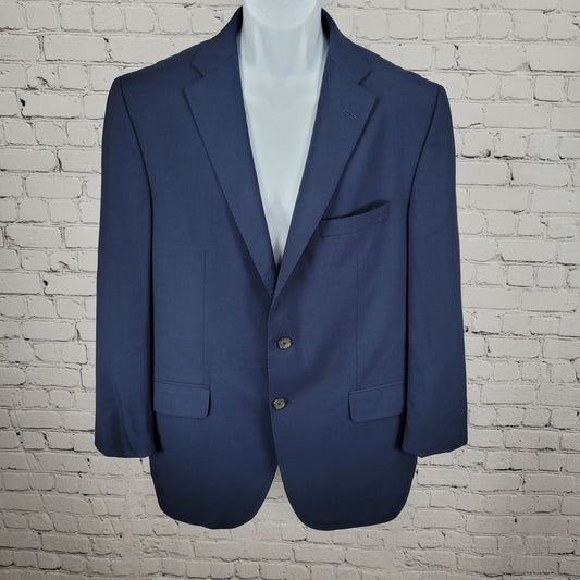 David Donahue Navy 100% Wool Luxury Super 150's Ryan Notch Blazer Sport Coat 42R