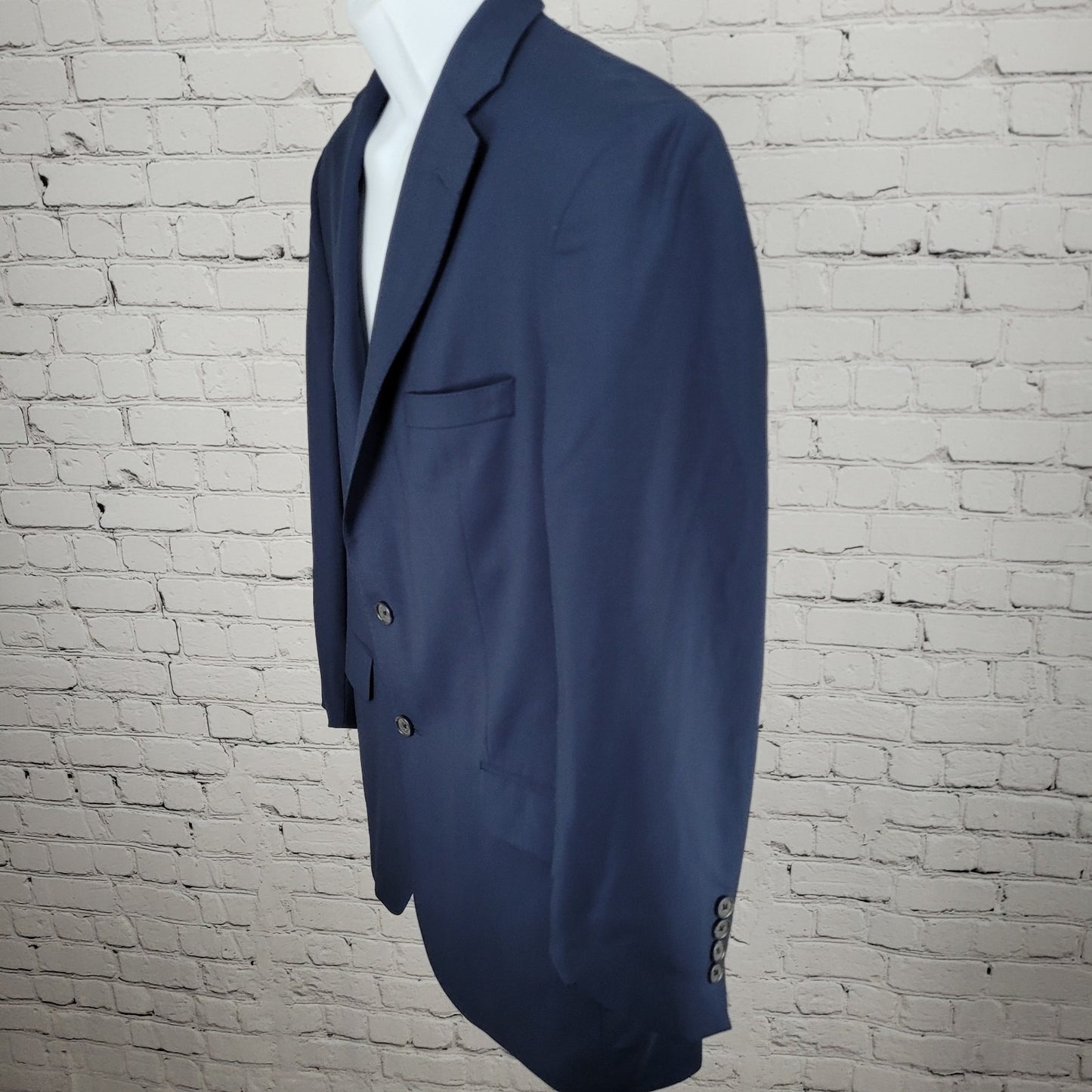 David Donahue Navy 100% Wool Luxury Super 150's Ryan Notch Blazer Sport Coat 42R
