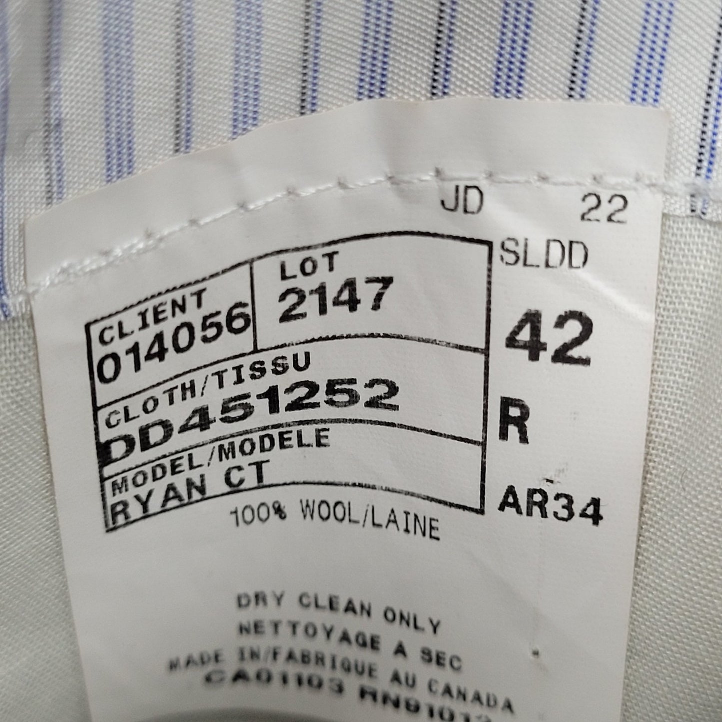 David Donahue Navy 100% Wool Luxury Super 150's Ryan Notch Blazer Sport Coat 42R