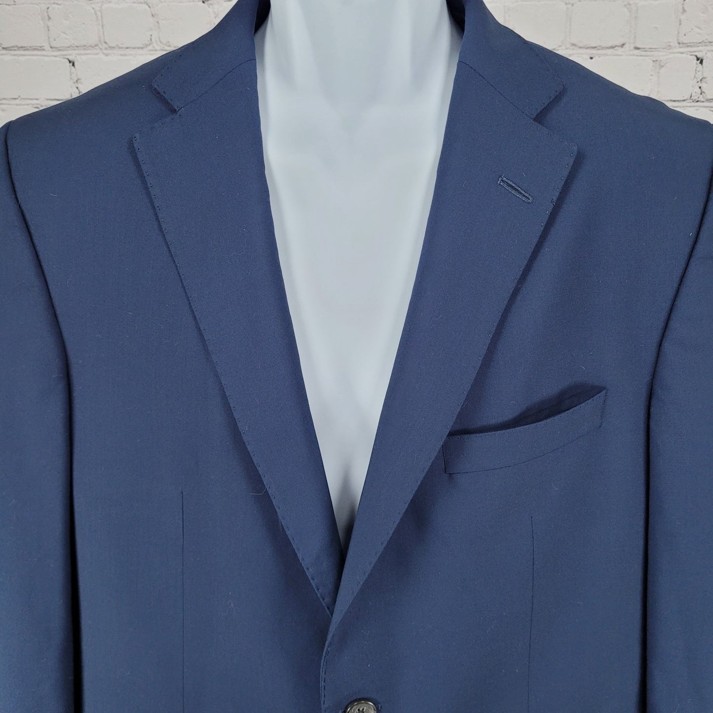 David Donahue Navy 100% Wool Luxury Super 150's Ryan Notch Blazer Sport Coat 42R