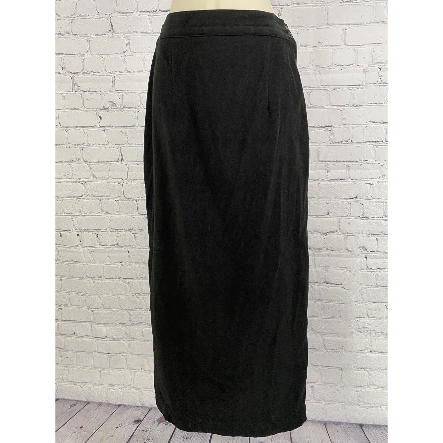New Frontier Vintage Long Black Straight/ Pencil Skirt Elastic Waist M Medium