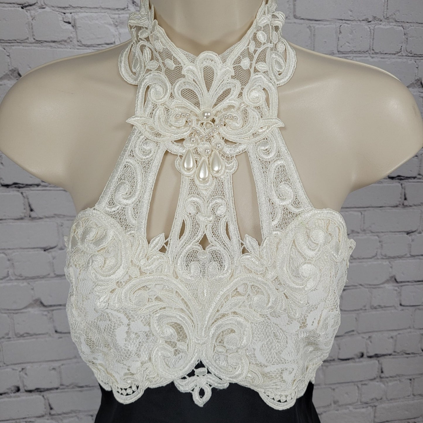 VTG Scott McClintock Black & White Crochet Lace Backless Dress USA Made Size 6P