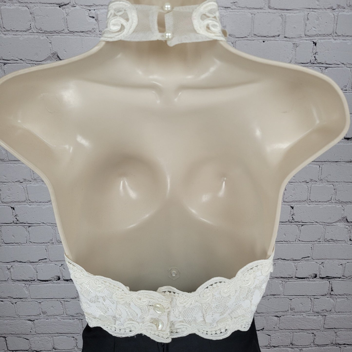 VTG Scott McClintock Black & White Crochet Lace Backless Dress USA Made Size 6P