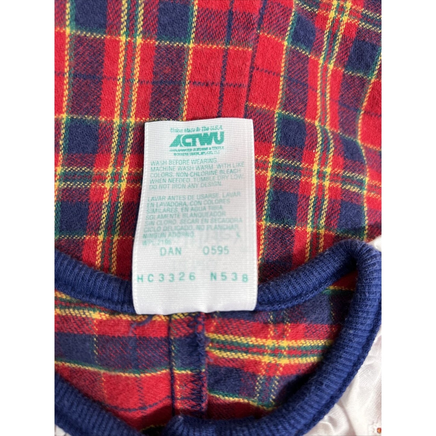 Vintage 80s Healthtex Baby 12M Red Plaid Flannel Cotton Button Up One Piece USA