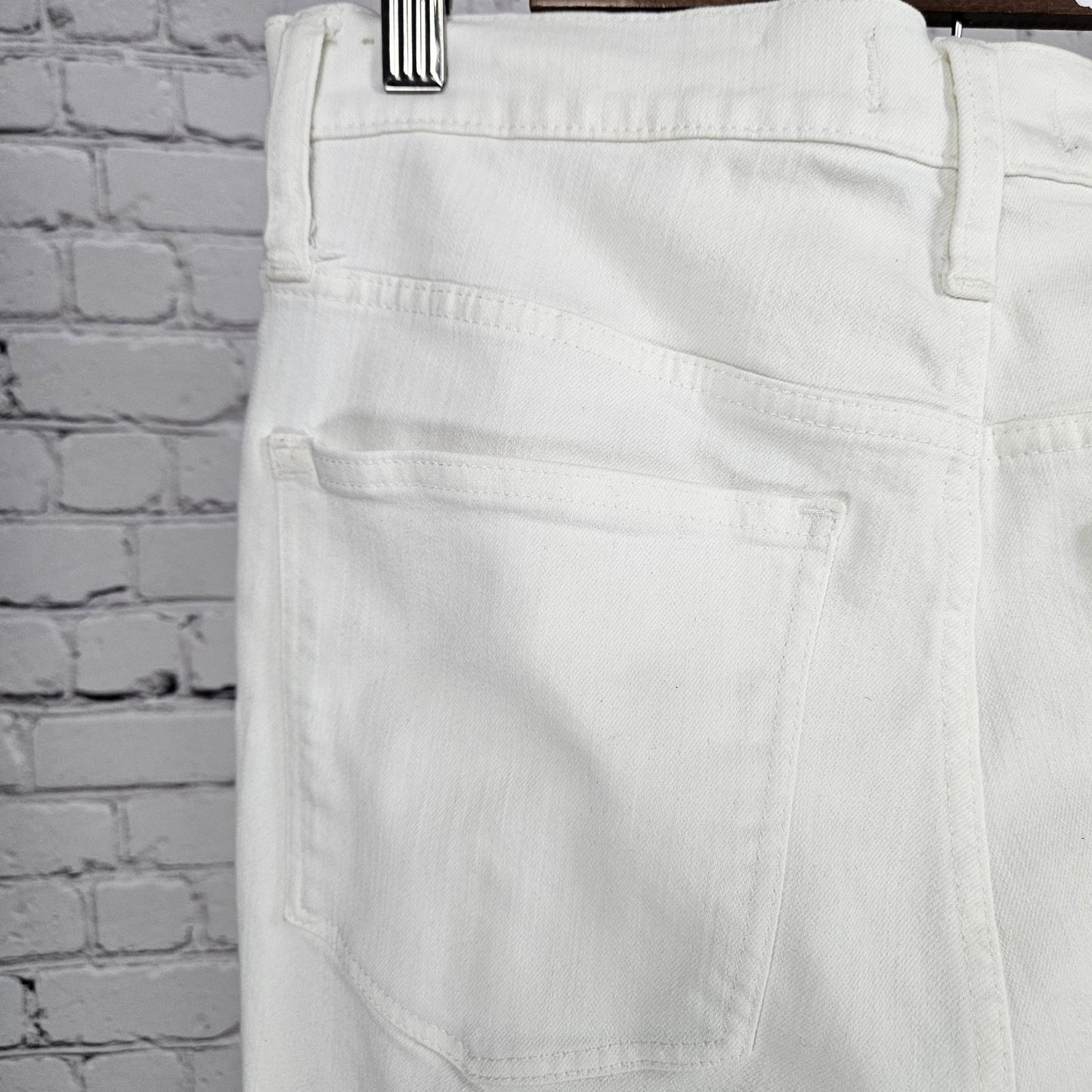 Madewell White Denim 9” Mid Rise Skinny Raw Hem Button Fly Jeans 30 (30x27.5)