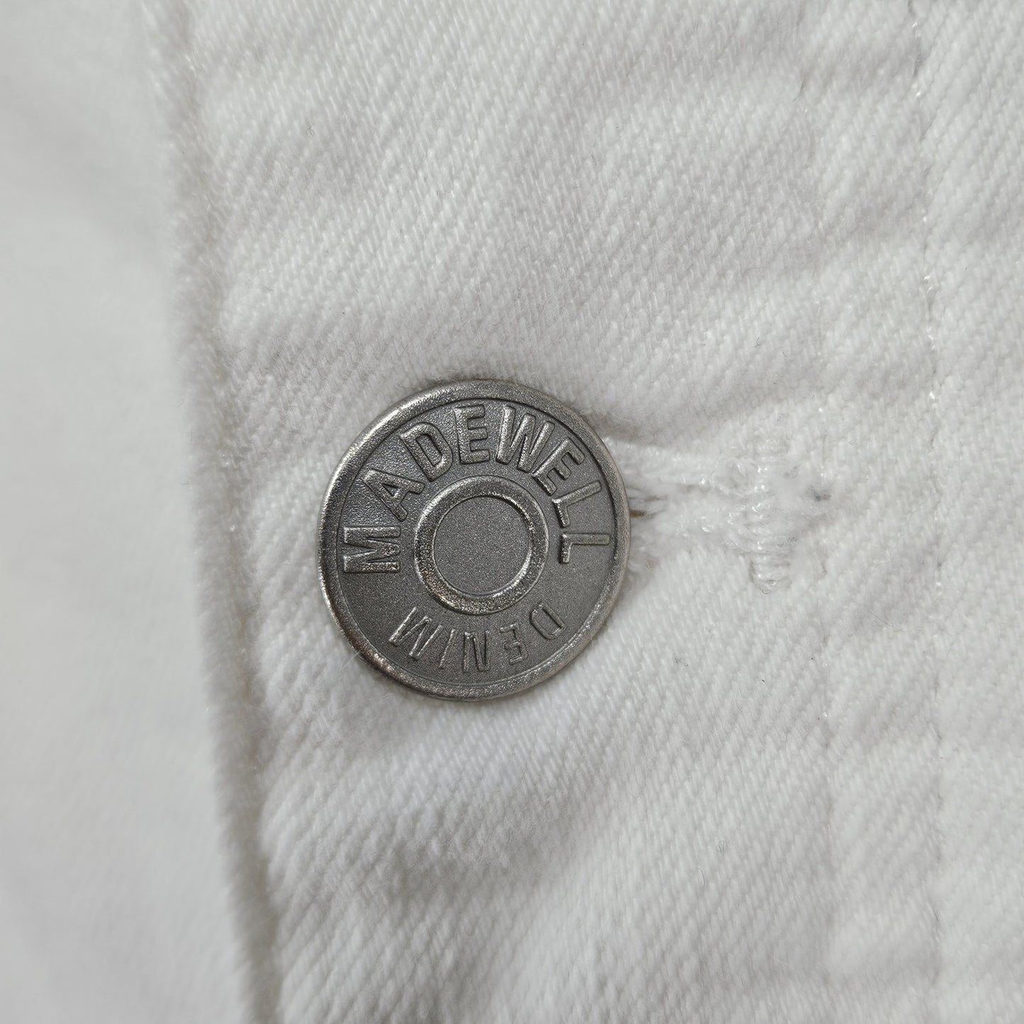 Madewell White Denim 9” Mid Rise Skinny Raw Hem Button Fly Jeans 30 (30x27.5)