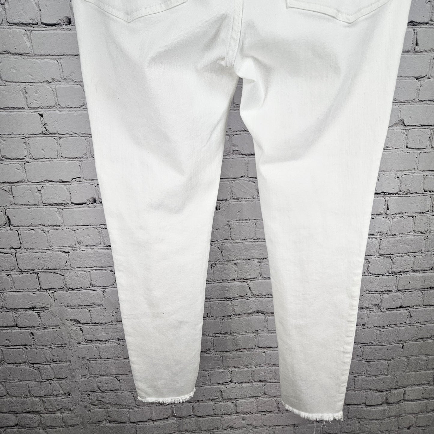 Madewell White Denim 9” Mid Rise Skinny Raw Hem Button Fly Jeans 30 (30x27.5)
