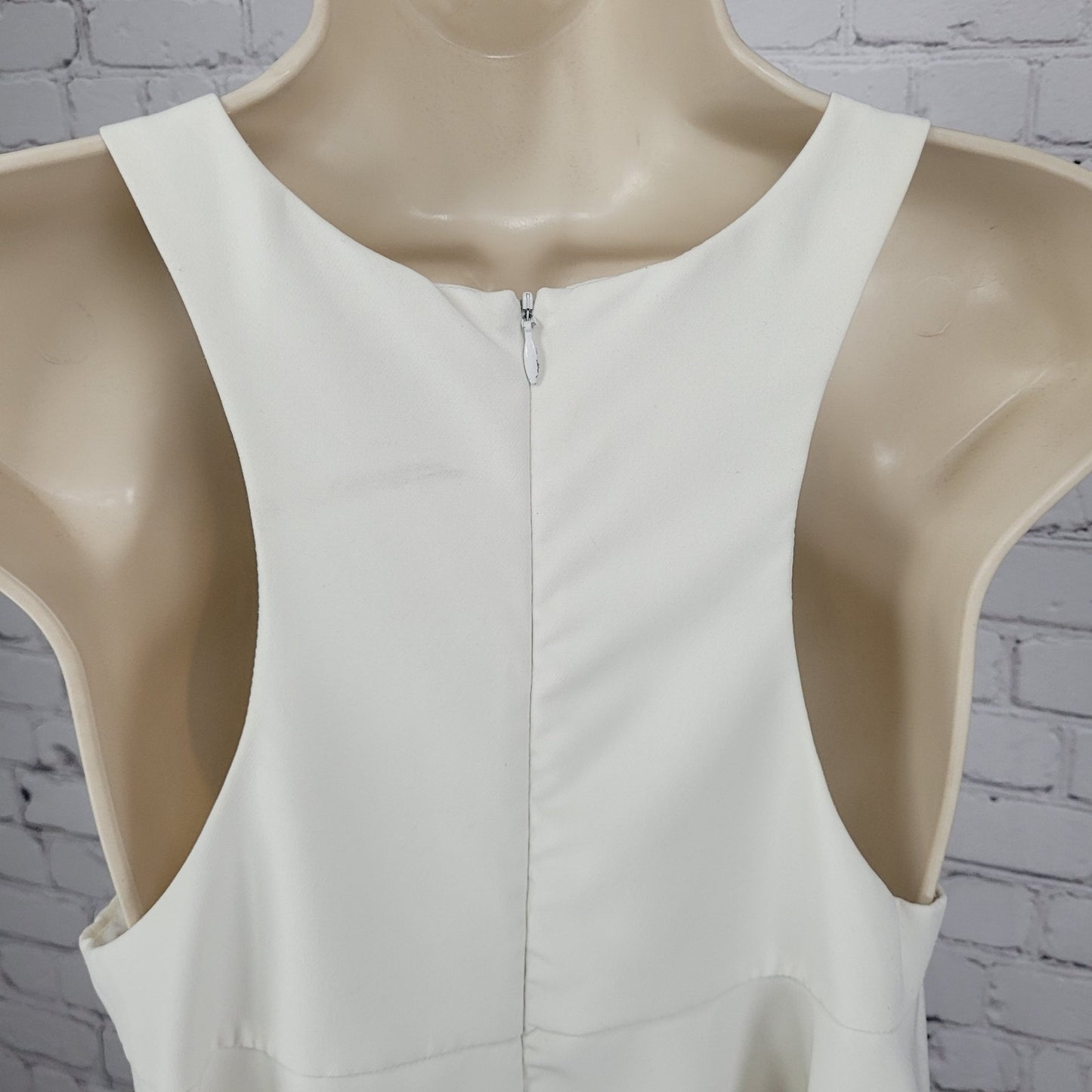 Milly Ivory White High Low Back Zip Stretch Racerback Tank Top USA Small S
