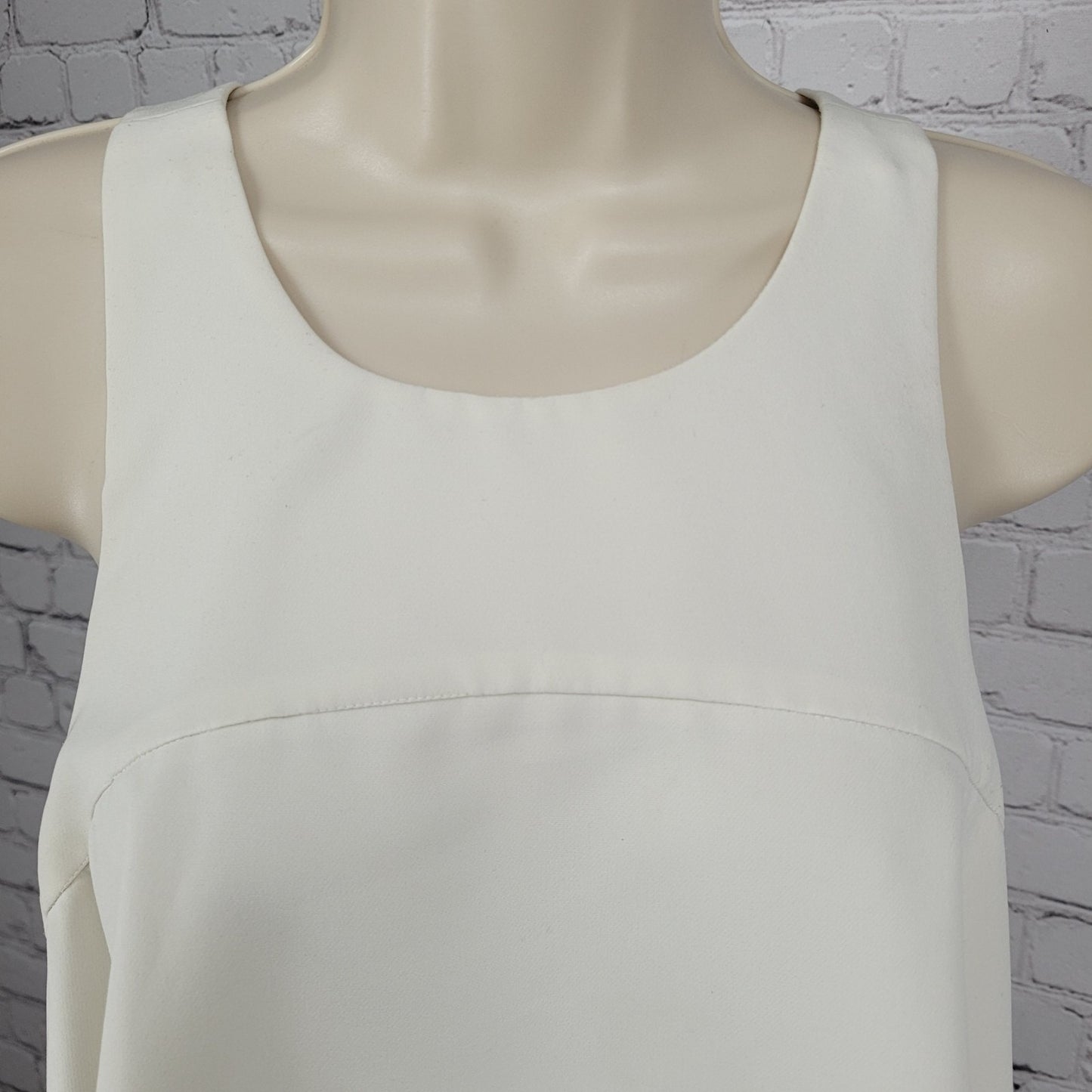 Milly Ivory White High Low Back Zip Stretch Racerback Tank Top USA Small S