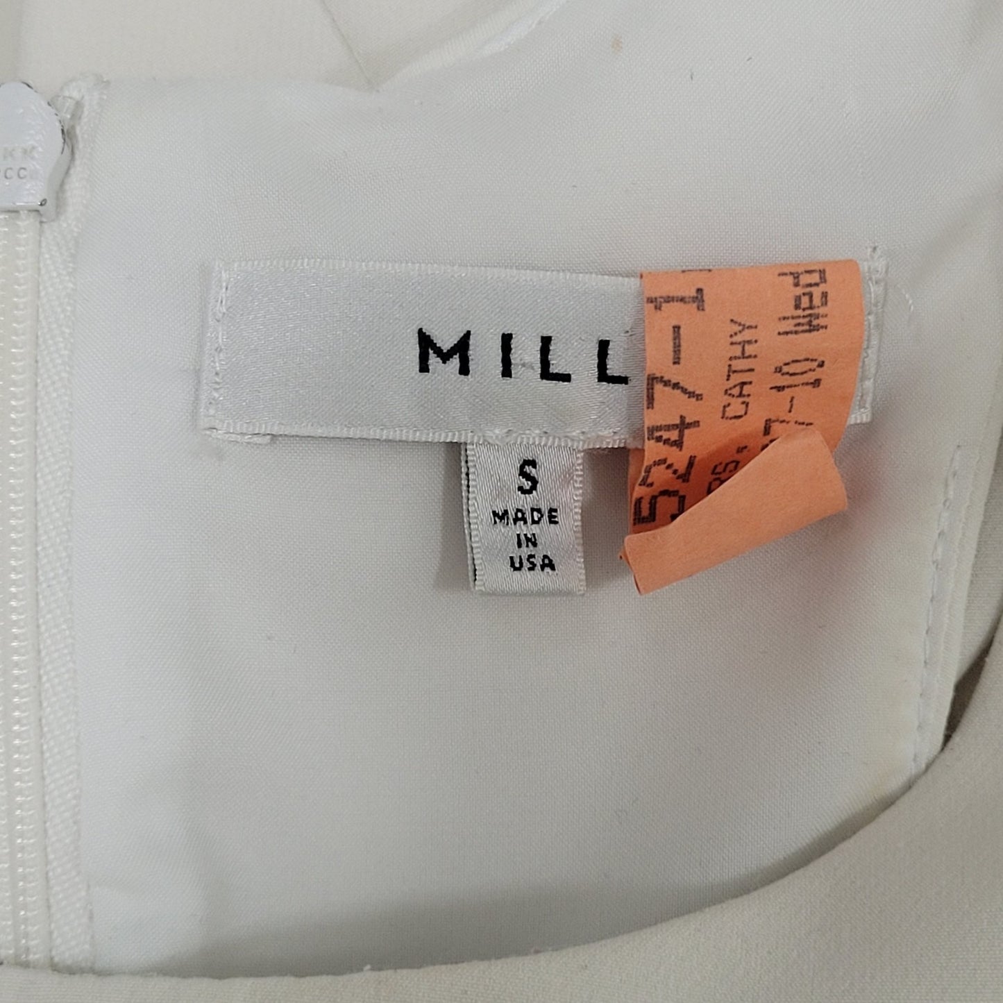 Milly Ivory White High Low Back Zip Stretch Racerback Tank Top USA Small S