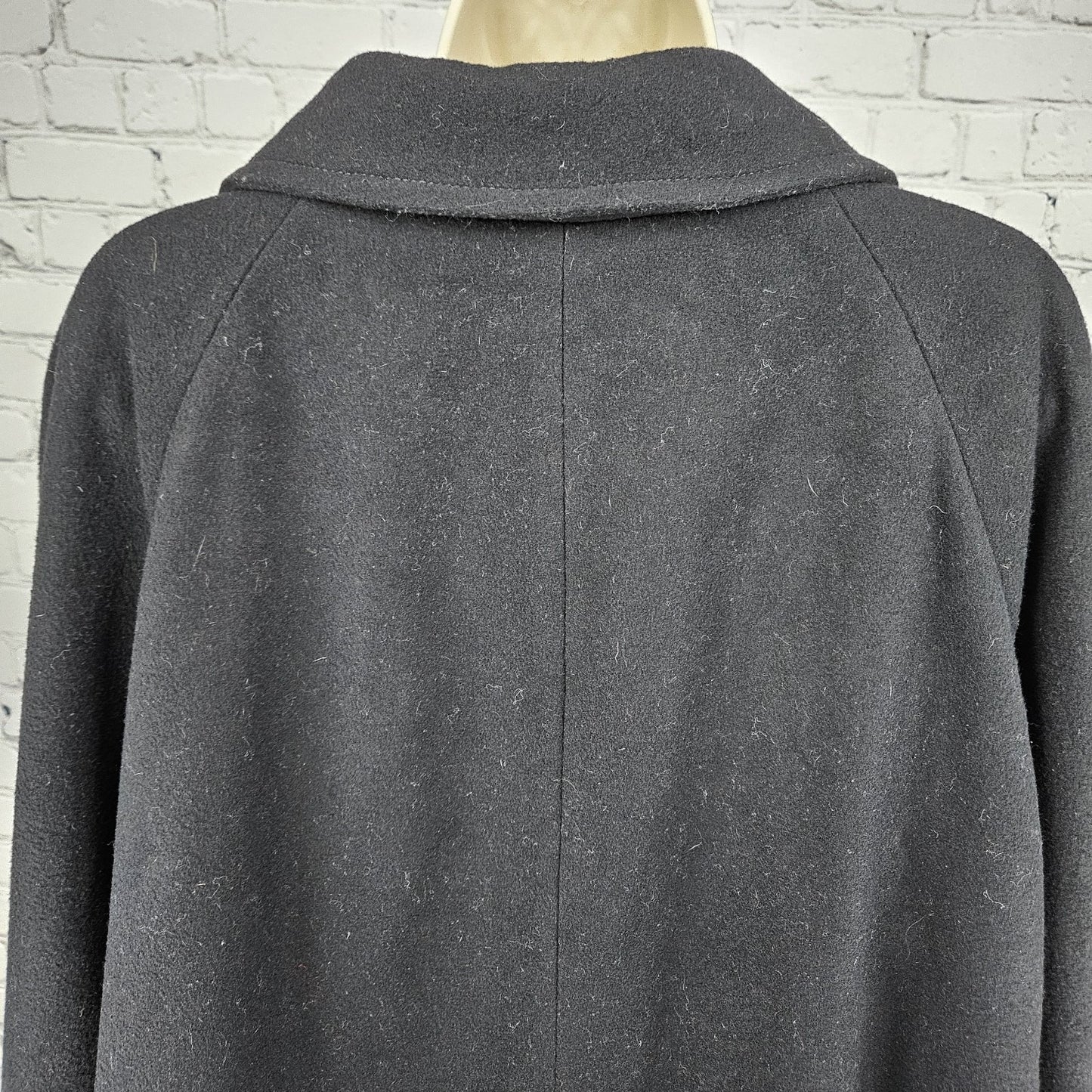 Lands' End Black Wool Cashmere Blend Buttoned Collared Lined Overcoat 22W