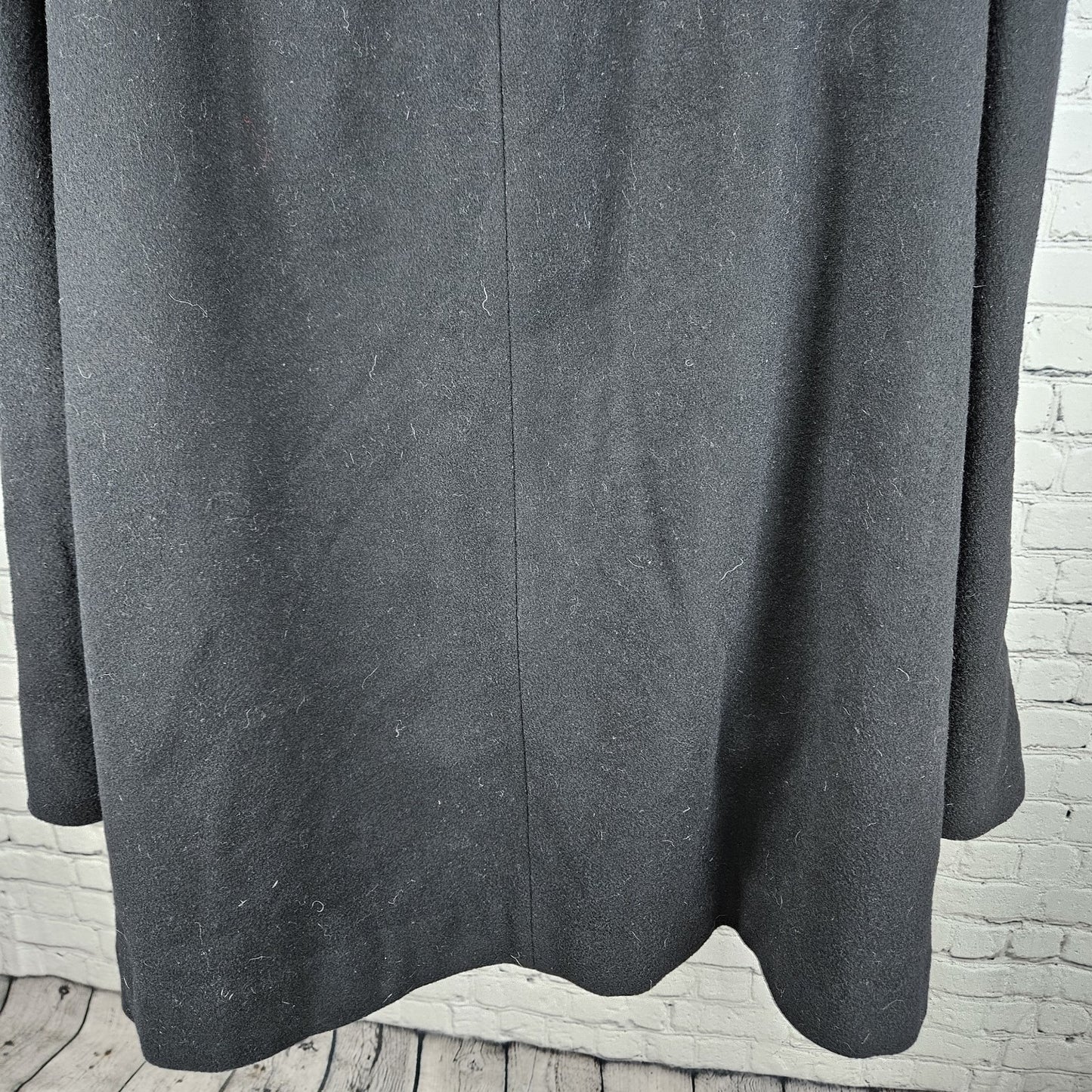 Lands' End Black Wool Cashmere Blend Buttoned Collared Lined Overcoat 22W