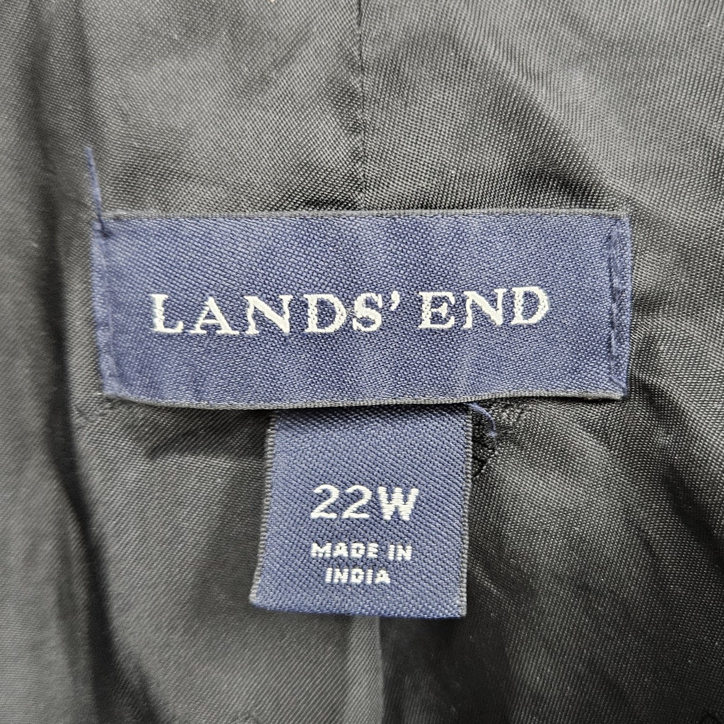 Lands' End Black Wool Cashmere Blend Buttoned Collared Lined Overcoat 22W