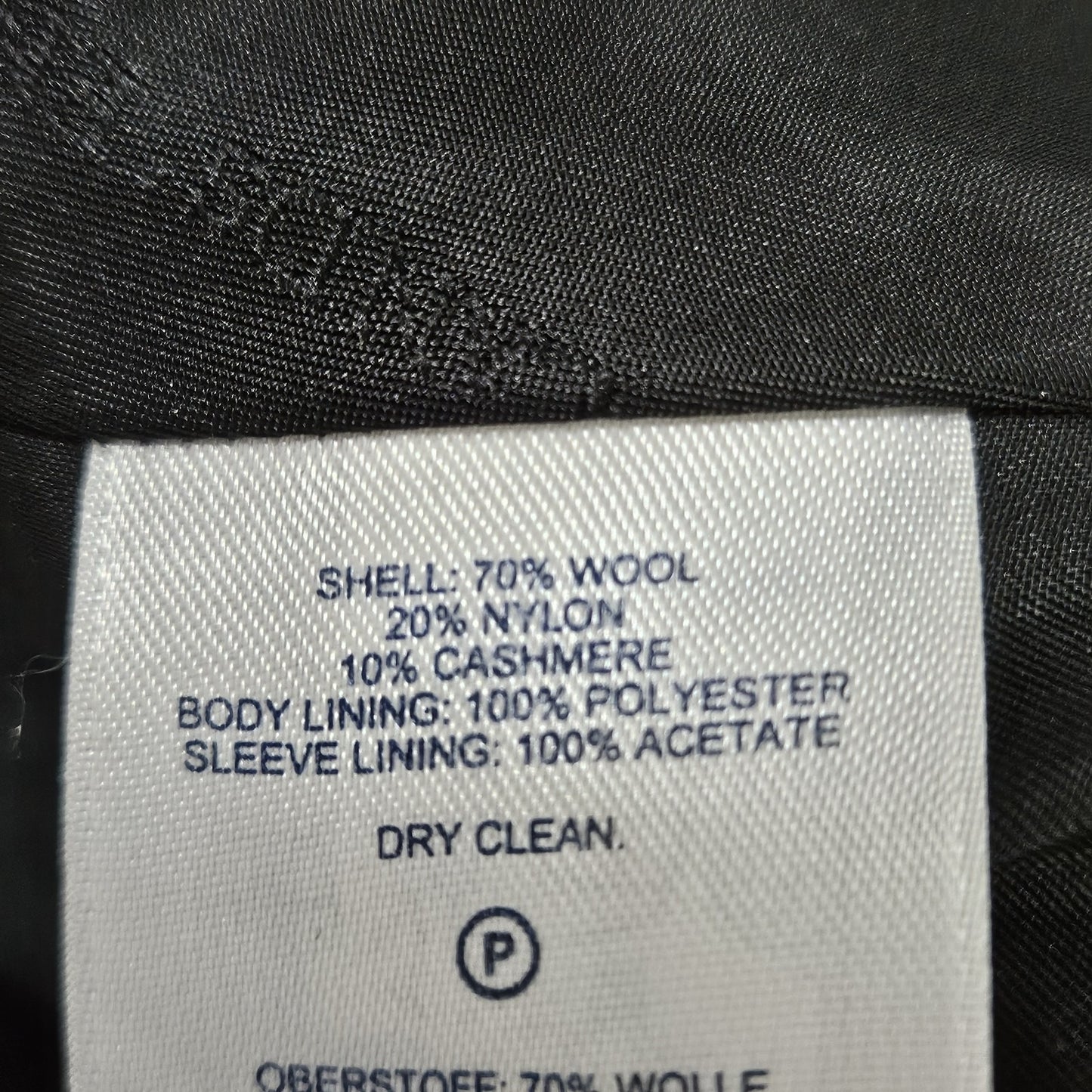 Lands' End Black Wool Cashmere Blend Buttoned Collared Lined Overcoat 22W