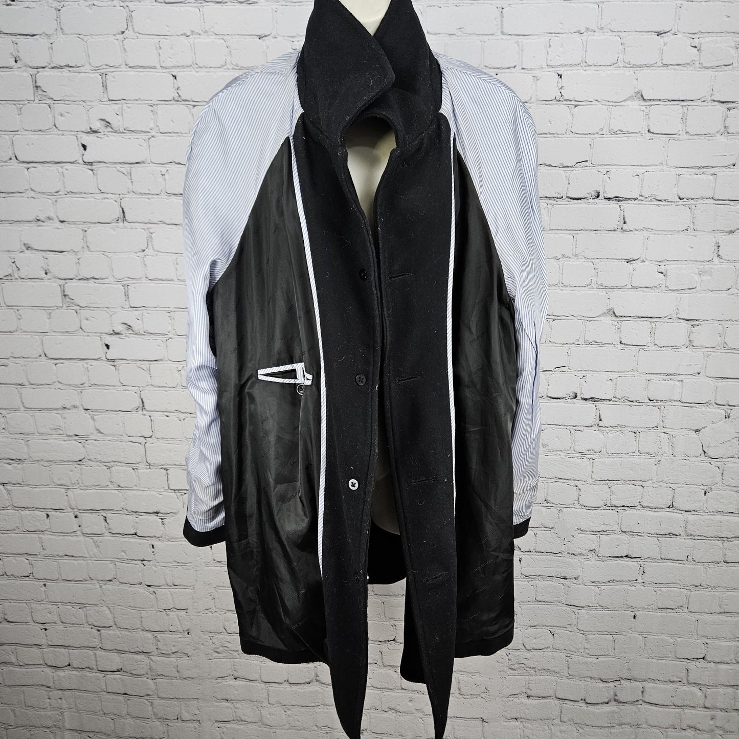 Lands' End Black Wool Cashmere Blend Buttoned Collared Lined Overcoat 22W