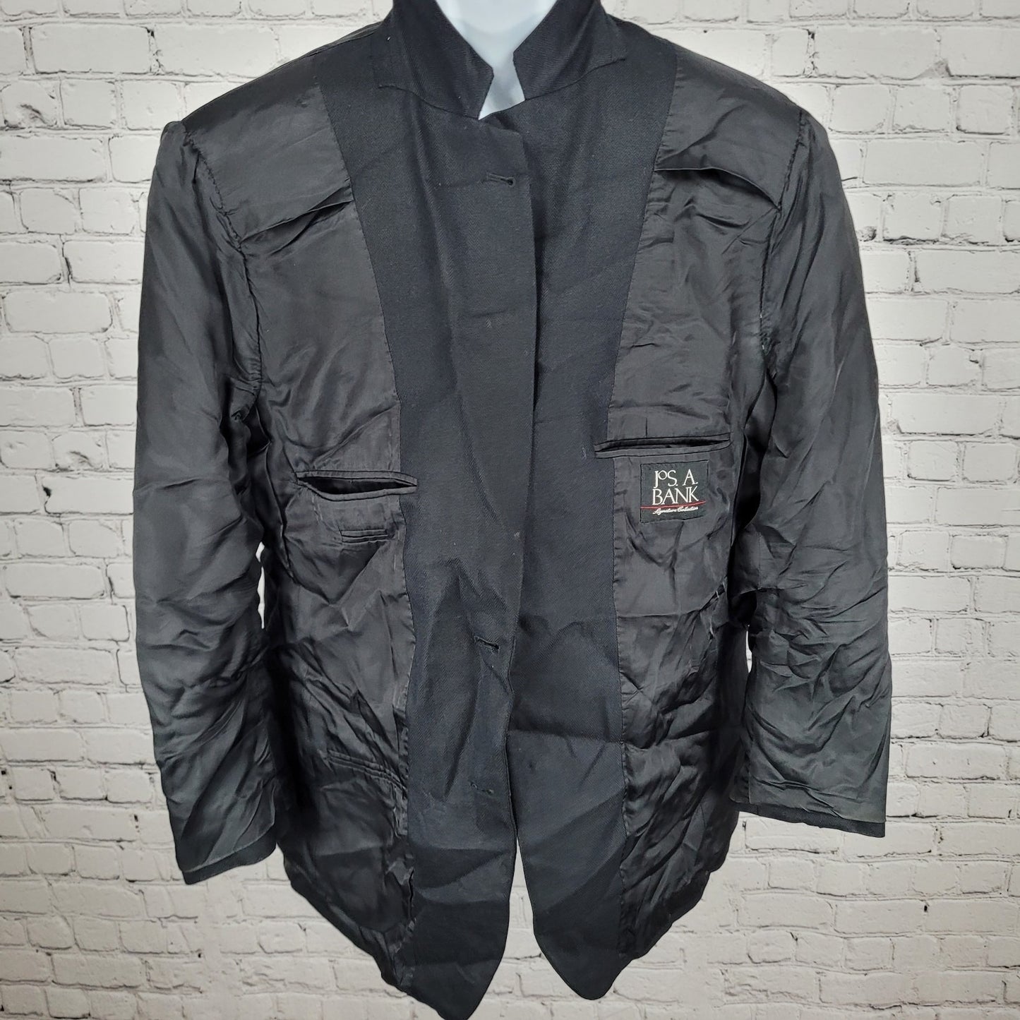 Jos A Bank Black Silk Camelhair Herringbone 2 Button Blazer Sport Coat Size 40R