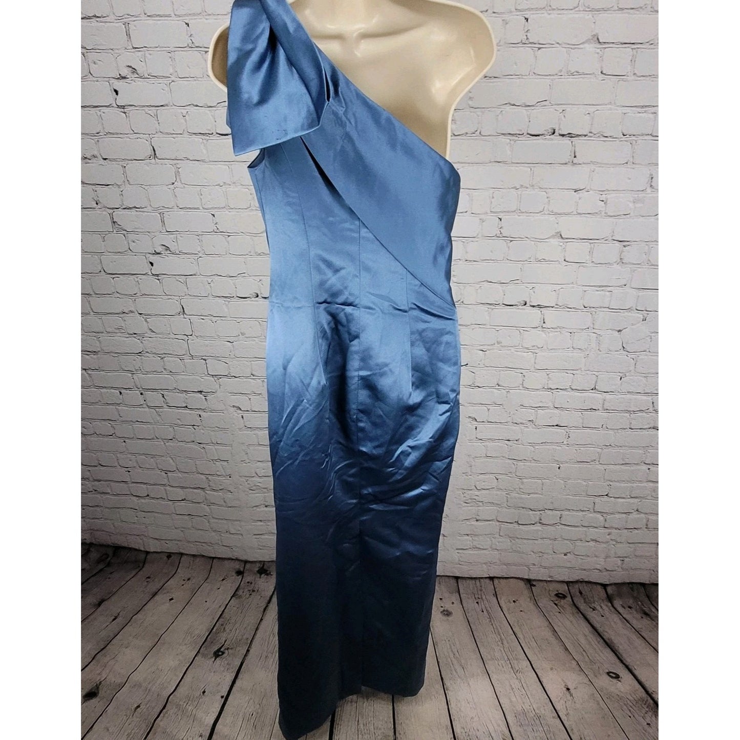 NWT Missacc Blue Sheath Column Satin Mother Of The Bride Bow Dress Gown Size 4