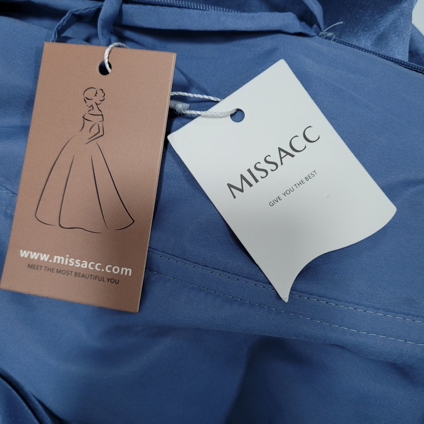 NWT Missacc Blue Sheath Column Satin Mother Of The Bride Bow Dress Gown Size 4