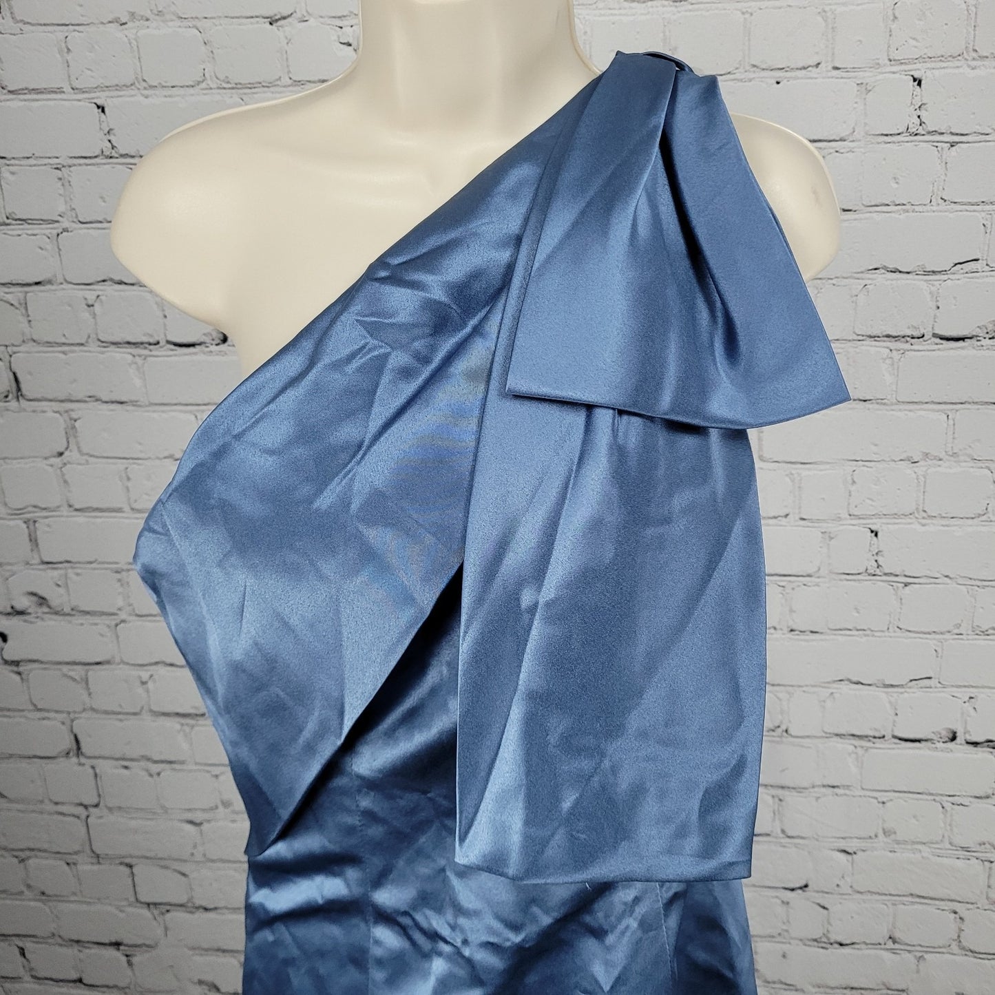 NWT Missacc Blue Sheath Column Satin Mother Of The Bride Bow Dress Gown Size 4