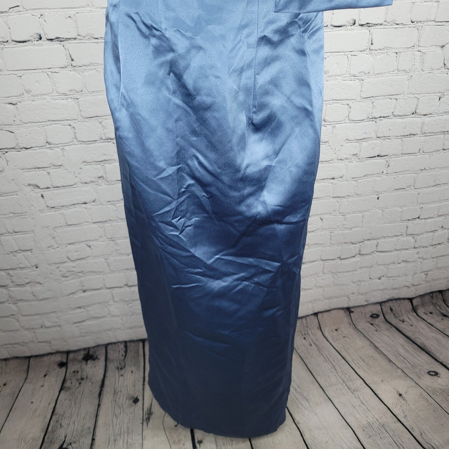 NWT Missacc Blue Sheath Column Satin Mother Of The Bride Bow Dress Gown Size 4