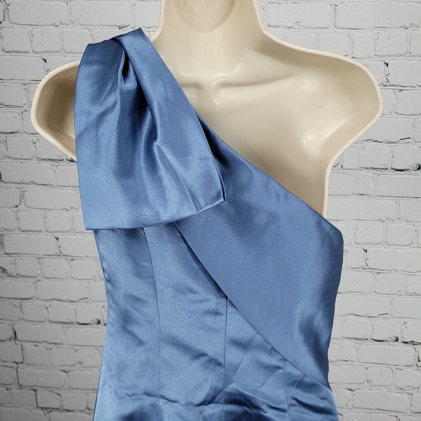 NWT Missacc Blue Sheath Column Satin Mother Of The Bride Bow Dress Gown Size 4