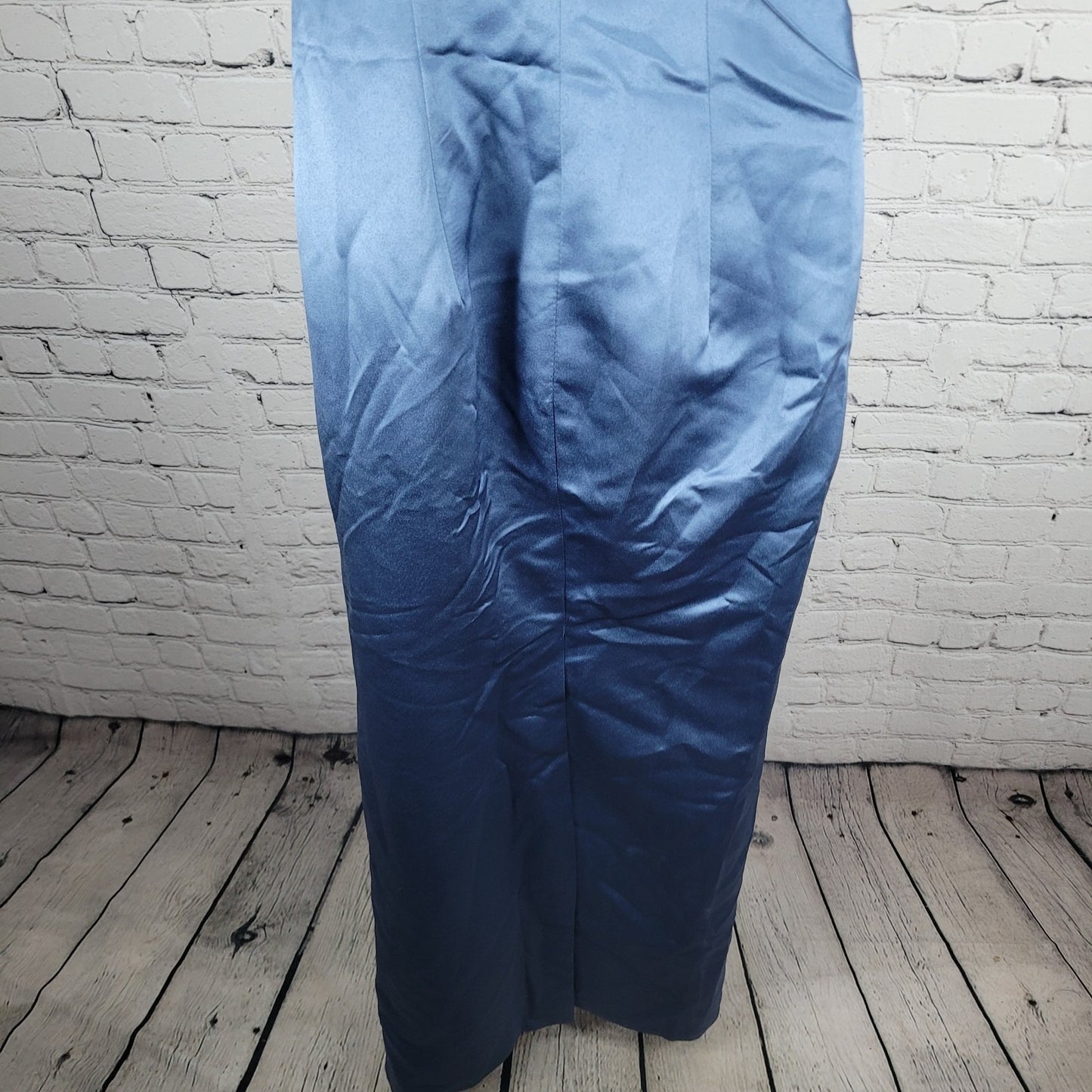 NWT Missacc Blue Sheath Column Satin Mother Of The Bride Bow Dress Gown Size 4