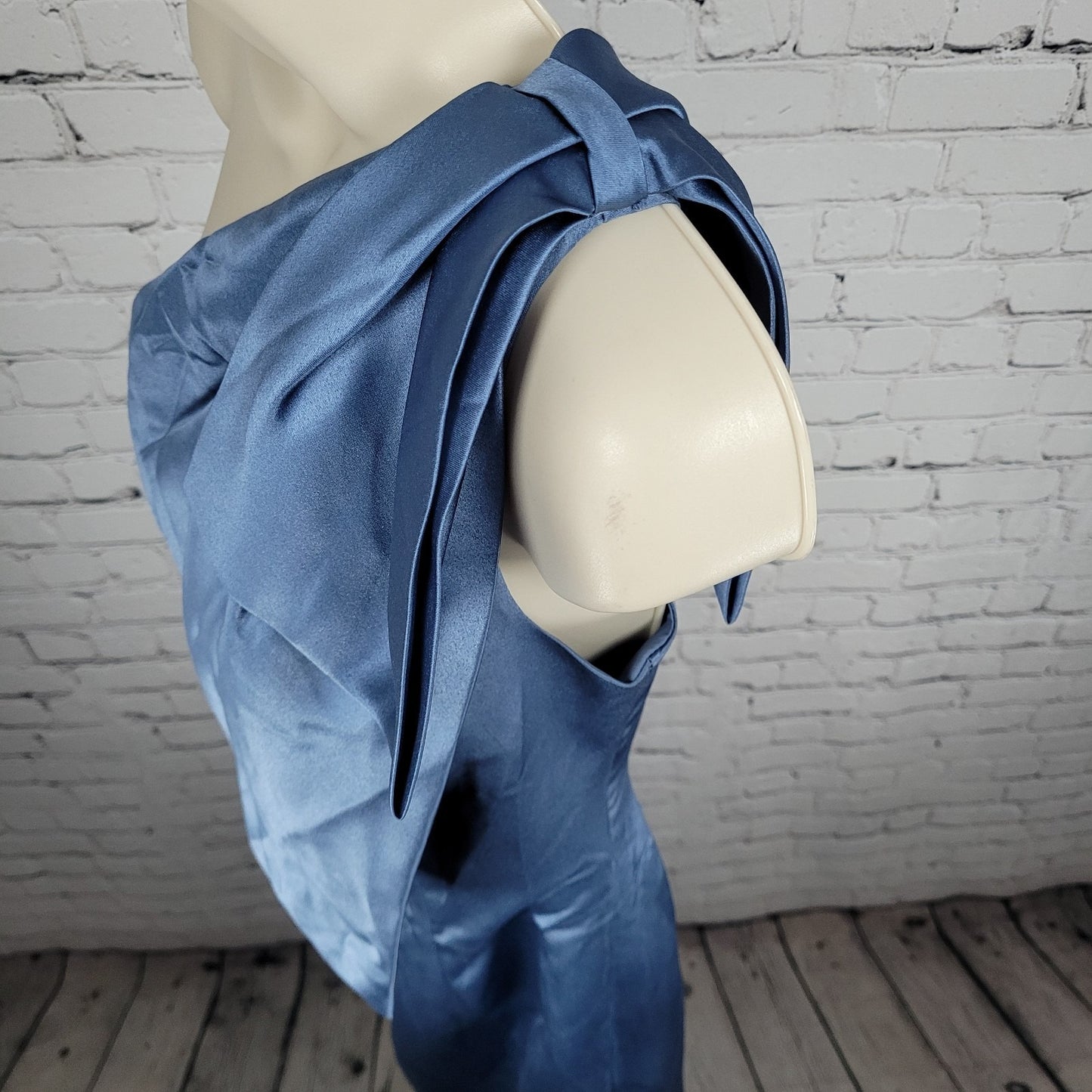 NWT Missacc Blue Sheath Column Satin Mother Of The Bride Bow Dress Gown Size 4