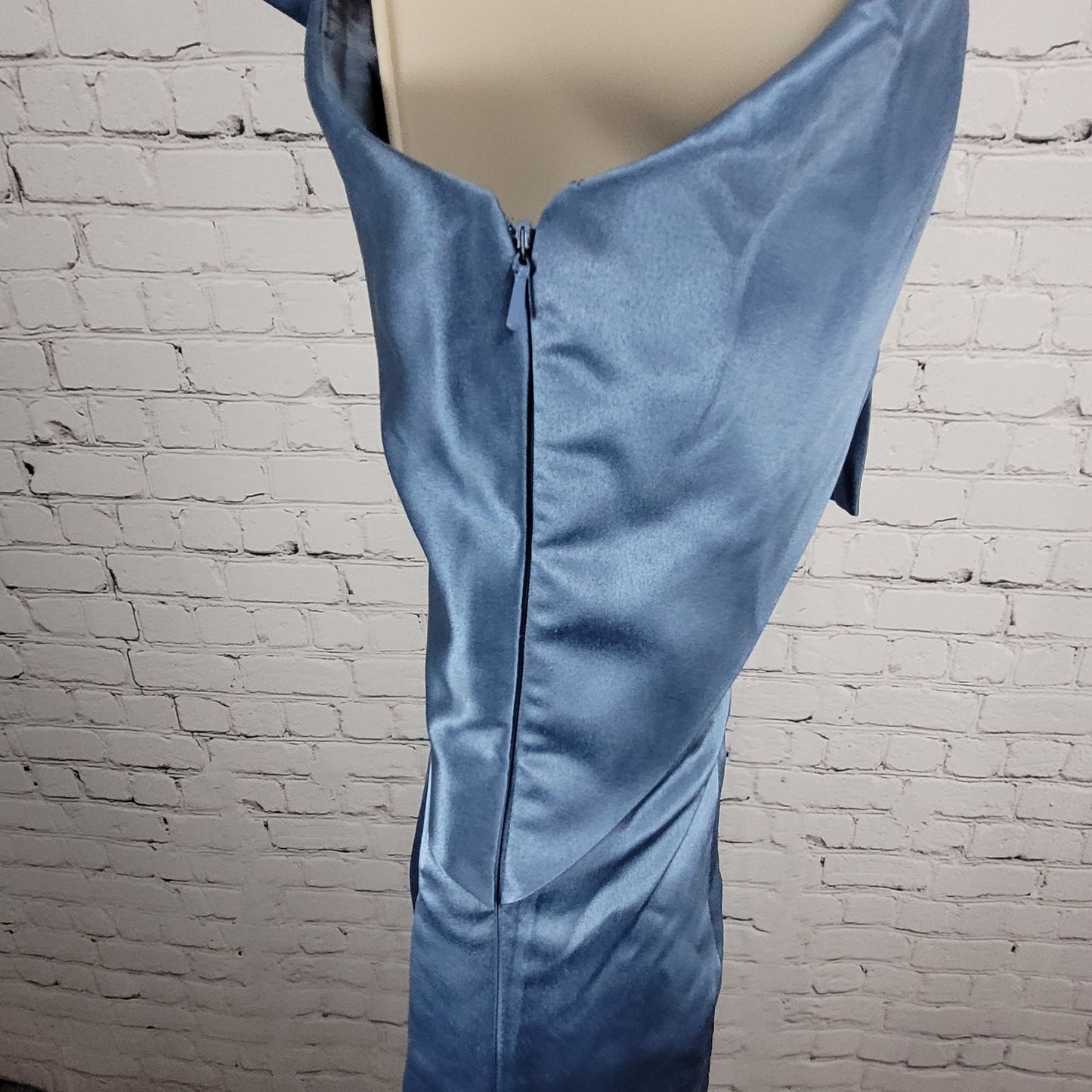 NWT Missacc Blue Sheath Column Satin Mother Of The Bride Bow Dress Gown Size 4