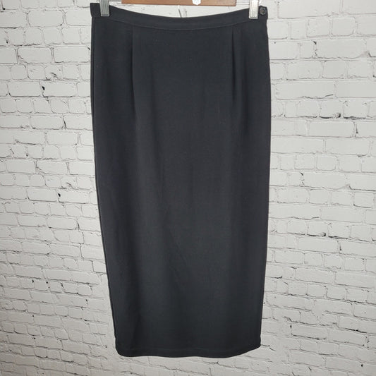 Chico's Private Edition Black Pleated Back Slit Zipped Skirt USA Size 0 (US S)