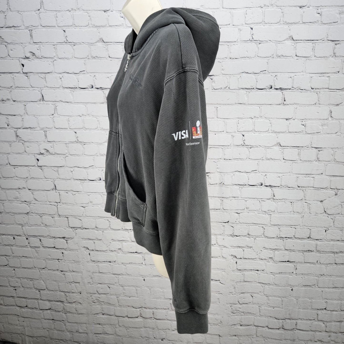 Samii Ryan Grey Super Bowl 59 Heavyweight Cotton Zip Hoodie Jacket 2024 Medium