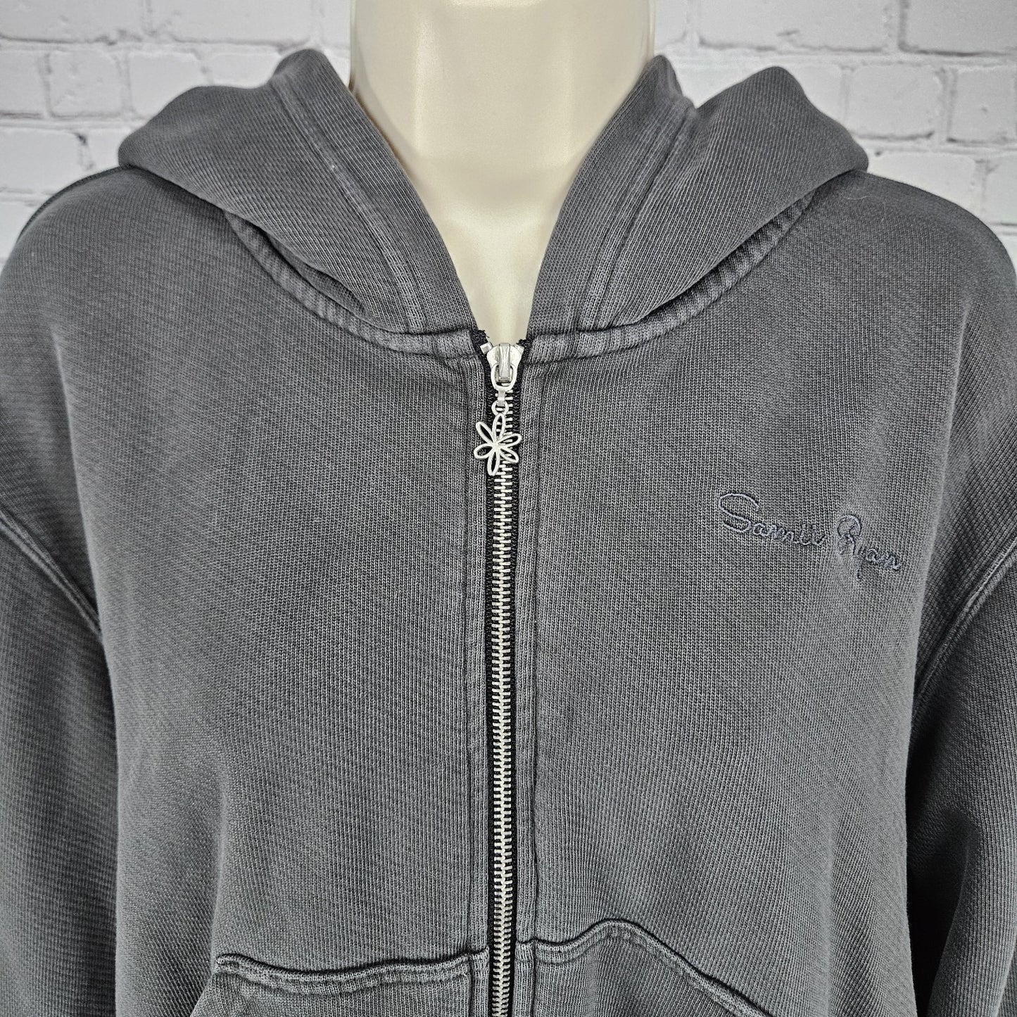 Samii Ryan Grey Super Bowl 59 Heavyweight Cotton Zip Hoodie Jacket 2024 Medium