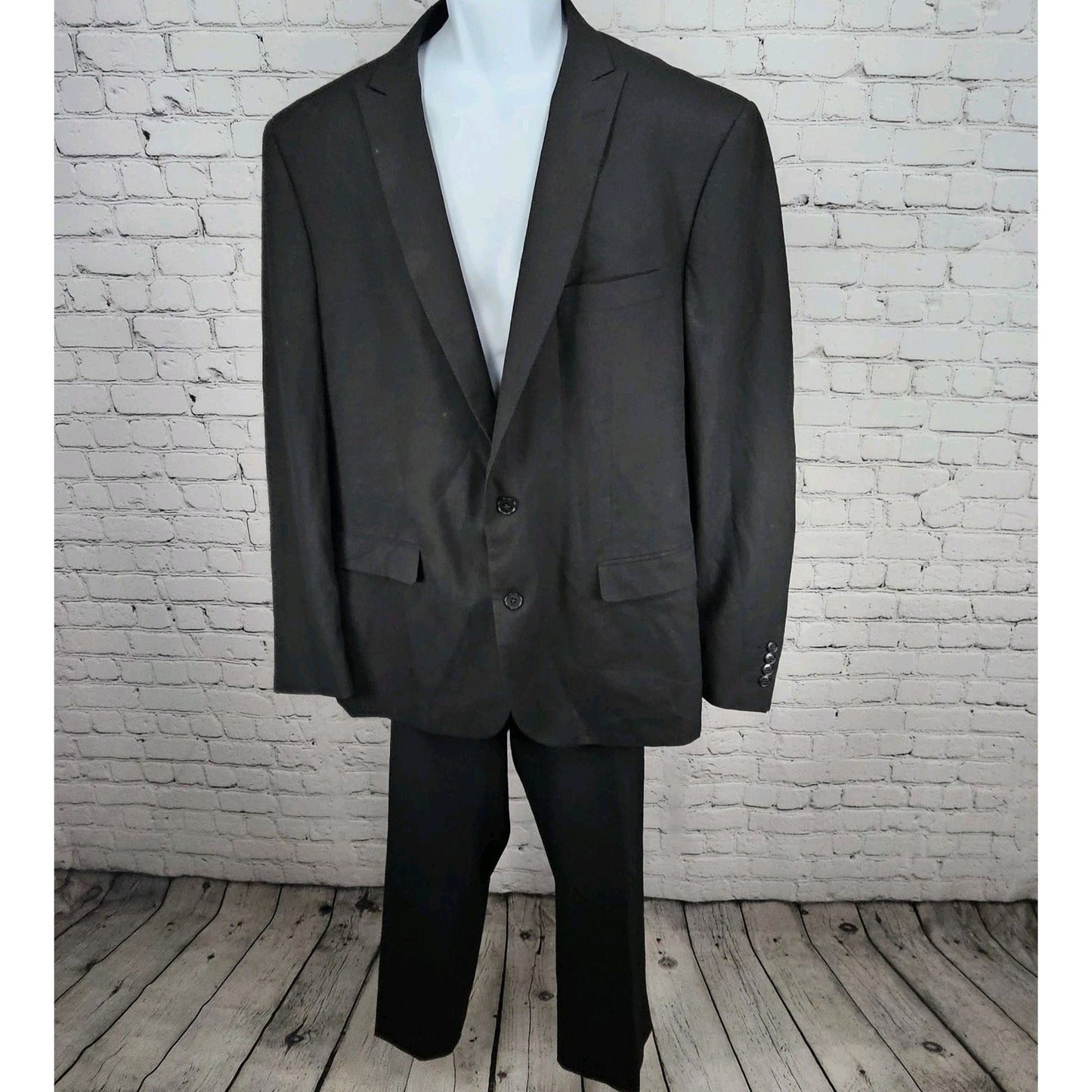 Beverly Hills Polo Club Black 2 Button Peak Full Suit 2 Piece Set 50R (42x30)