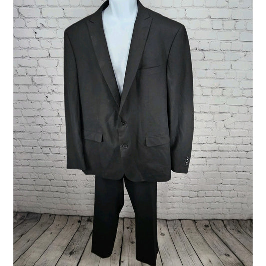 Beverly Hills Polo Club Black 2 Button Peak Full Suit 2 Piece Set 50R (42x30)