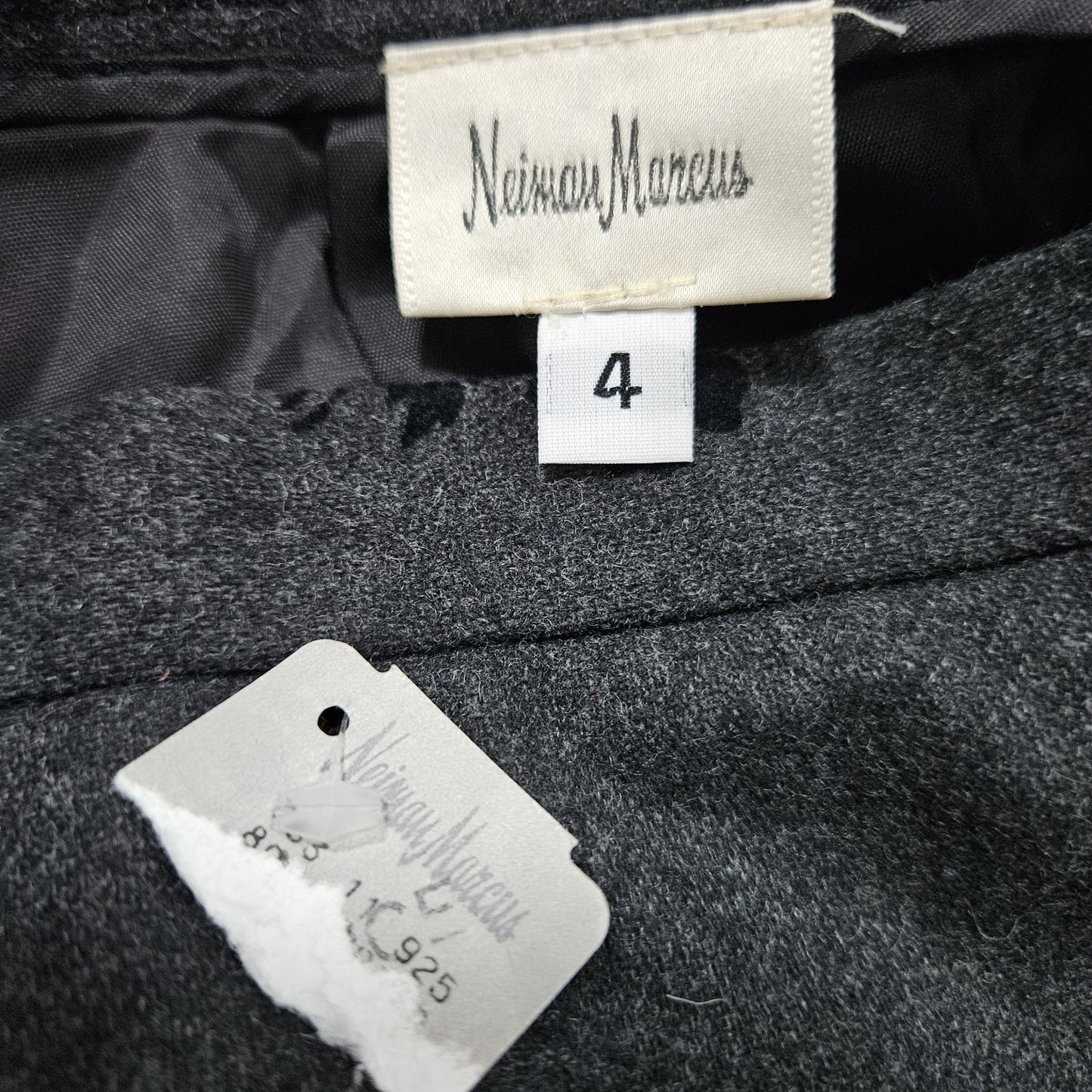 NWT VTG Neiman Marcus Grey Wool Blend Velvet Floral Straight Pencil Skirt USA 4