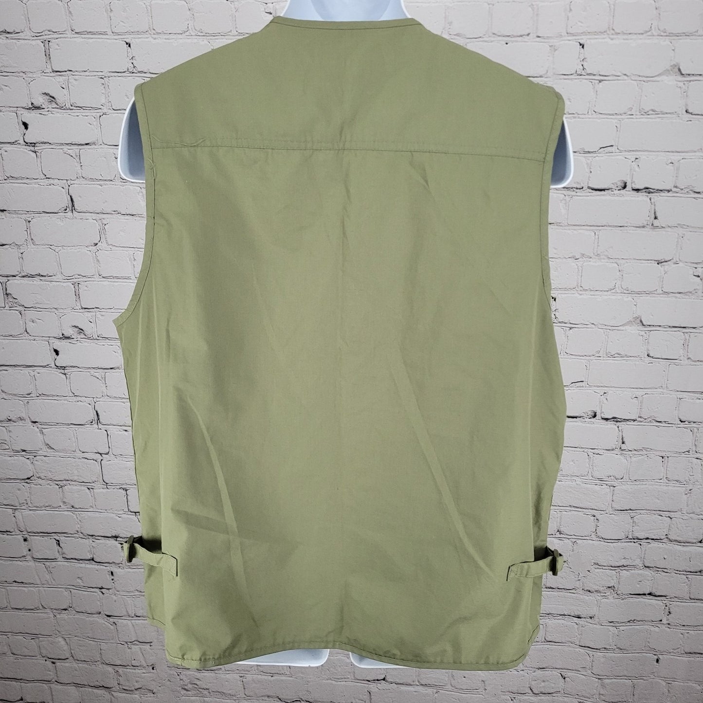 OlympinA Green Full Zip Utility Pockets Fishing Hunting Lightweight Vest Large L