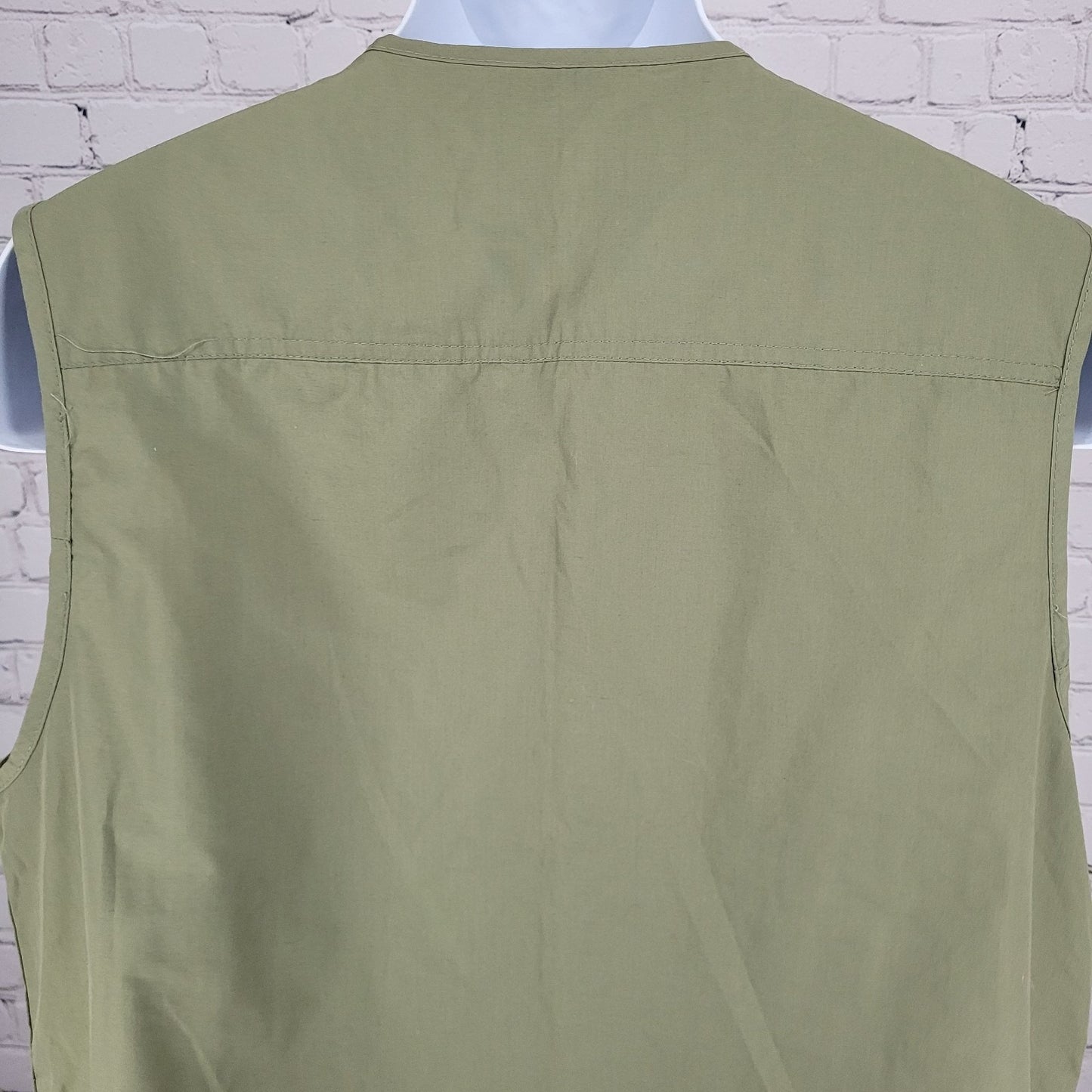 OlympinA Green Full Zip Utility Pockets Fishing Hunting Lightweight Vest Large L