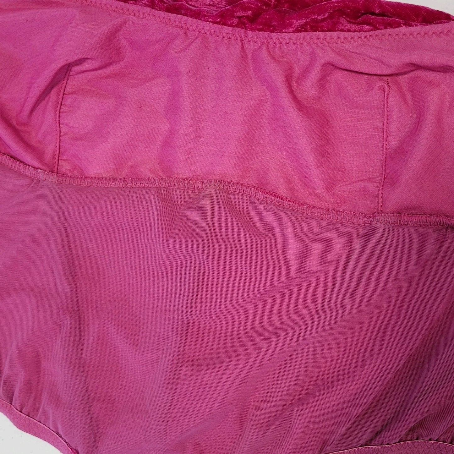 Urban Outfitters Pink Velvet Rhinestone Strap Boned Corset Crop Top Large *tear