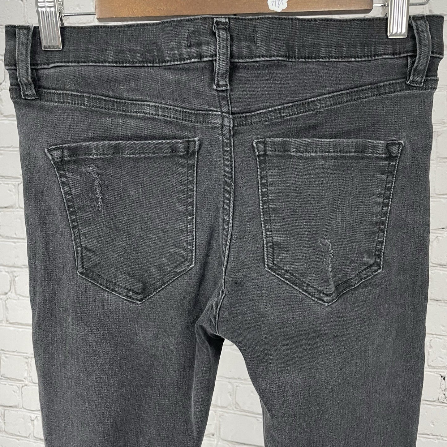 Free People Black Distressed Skinny Ankle Mid Rise Stretch Jeans Size 27 (28x25)